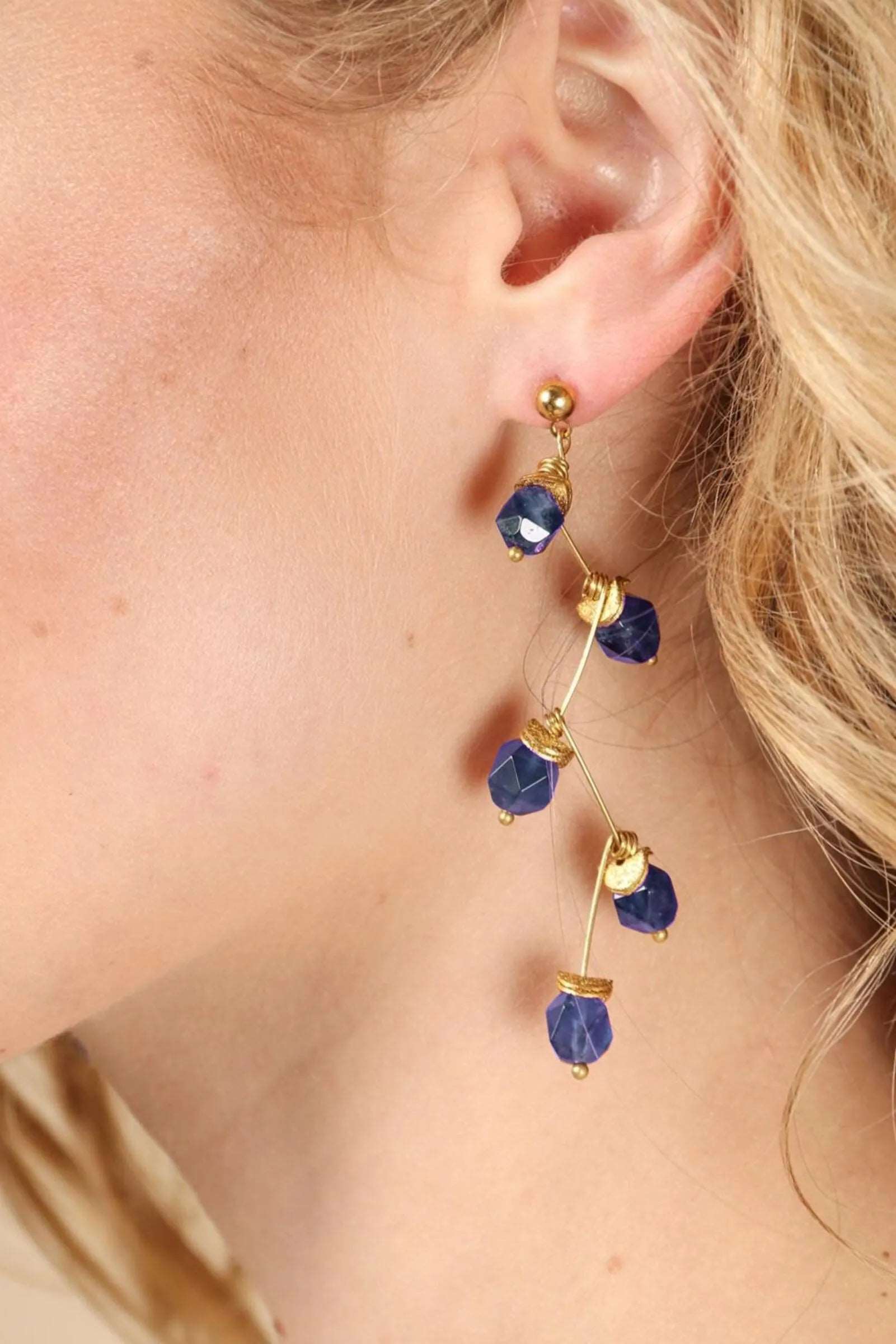 Dangle Gemstone Earrings for Women - Elegant Bohemian Drop Earrings with Natural Stones - Perfect for Parties, Weddings & Everyday Wear
