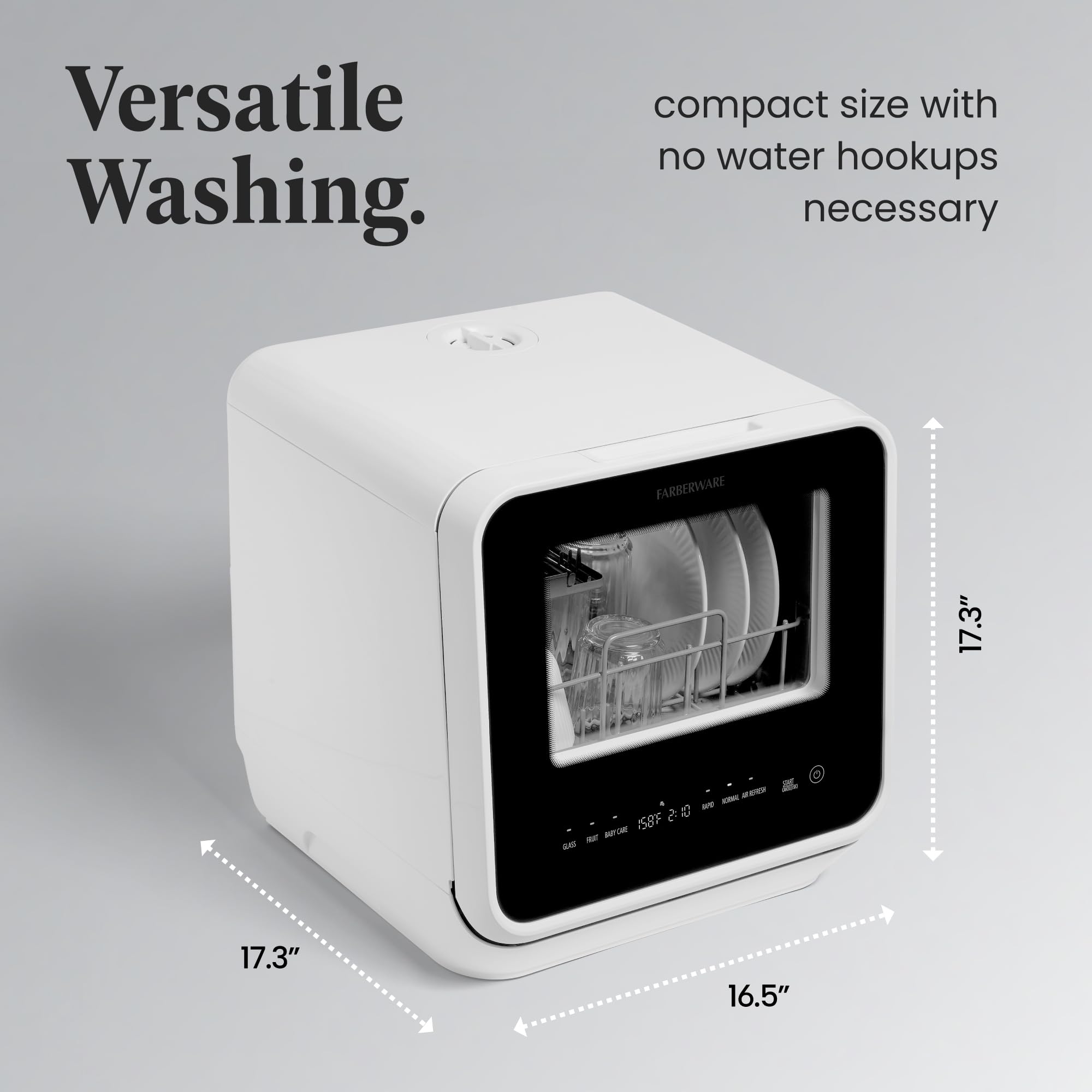 Farberware Portable Countertop Dishwasher with 5-Liter Built-in Water Tank - 5 Wash Programs for Home, RV, Apartment & Small Spaces - Compact Dishwasher for Dishes, Glasses & Baby Bottles - Perfect for Kitchen, Dorm, Camping & Tiny Homes