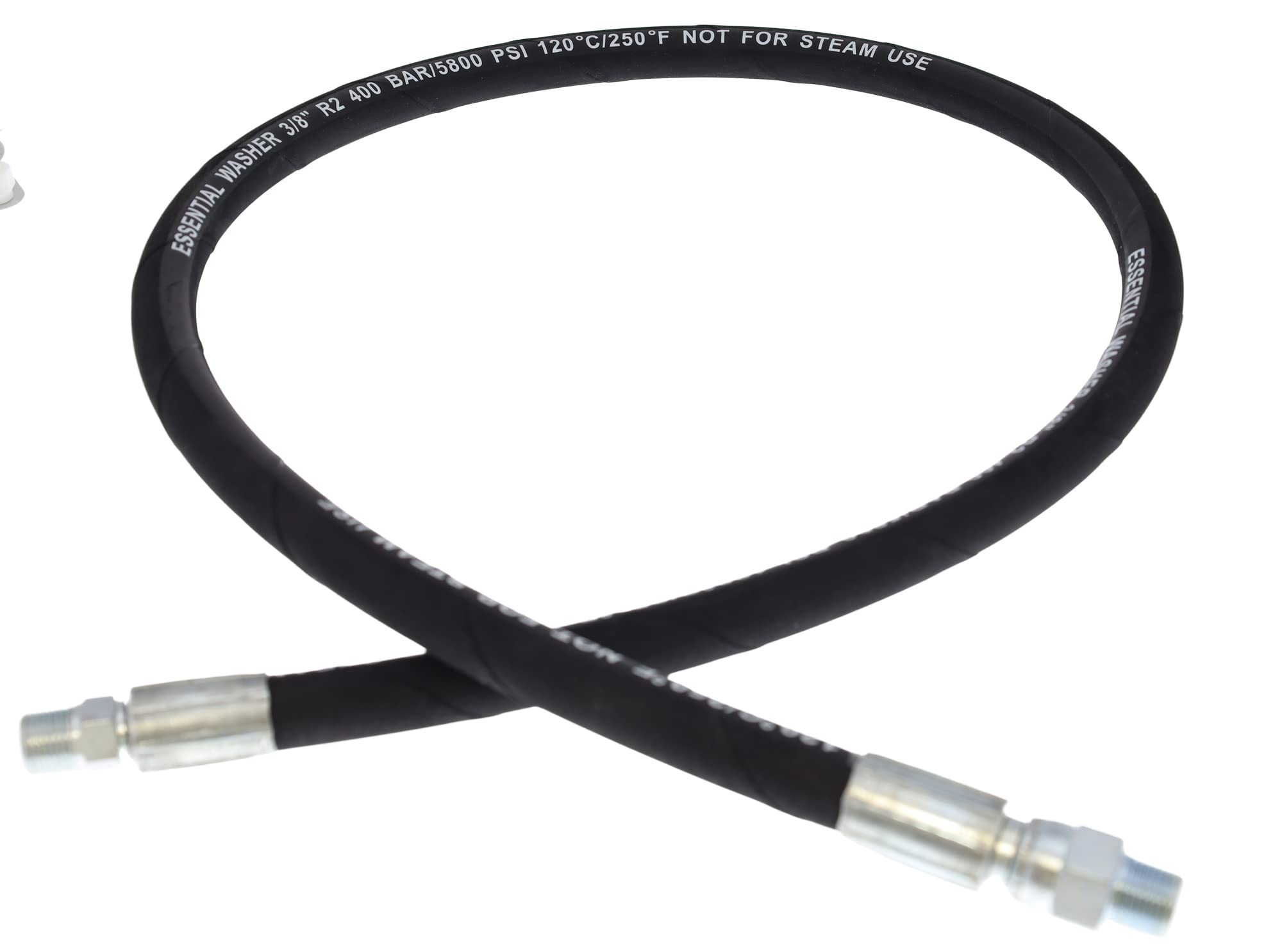 ESSENTIAL WASHER Heavy Duty 3/8 Pressure Washer Whip Line Hose Connector for Hose Reel - 5800 PSI, 4 Feet (Also Available in Various Lengths) - Perfect for Car Washing, Deck Cleaning & Driveway Pressure Washing