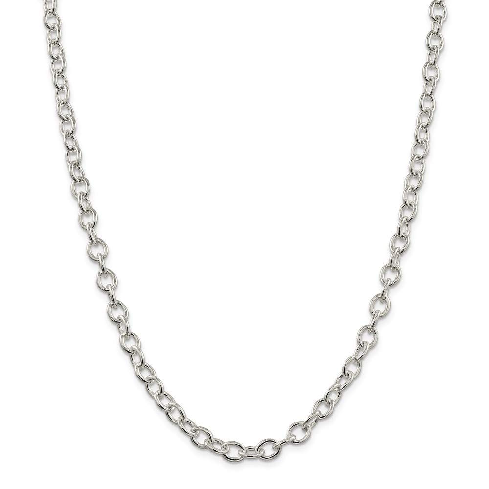 Roy Rose Jewelry 925 Sterling Silver 6.8mm Oval Cable Chain Necklace 20 Inch - Perfect for Layering, Gift Giving & Everyday Wear