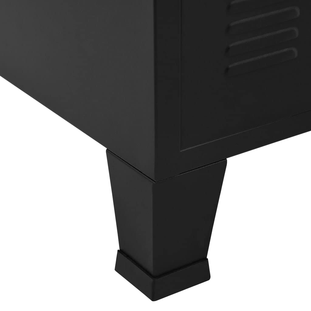 4-Door Black Steel Metal Storage Cabinet - 29.5