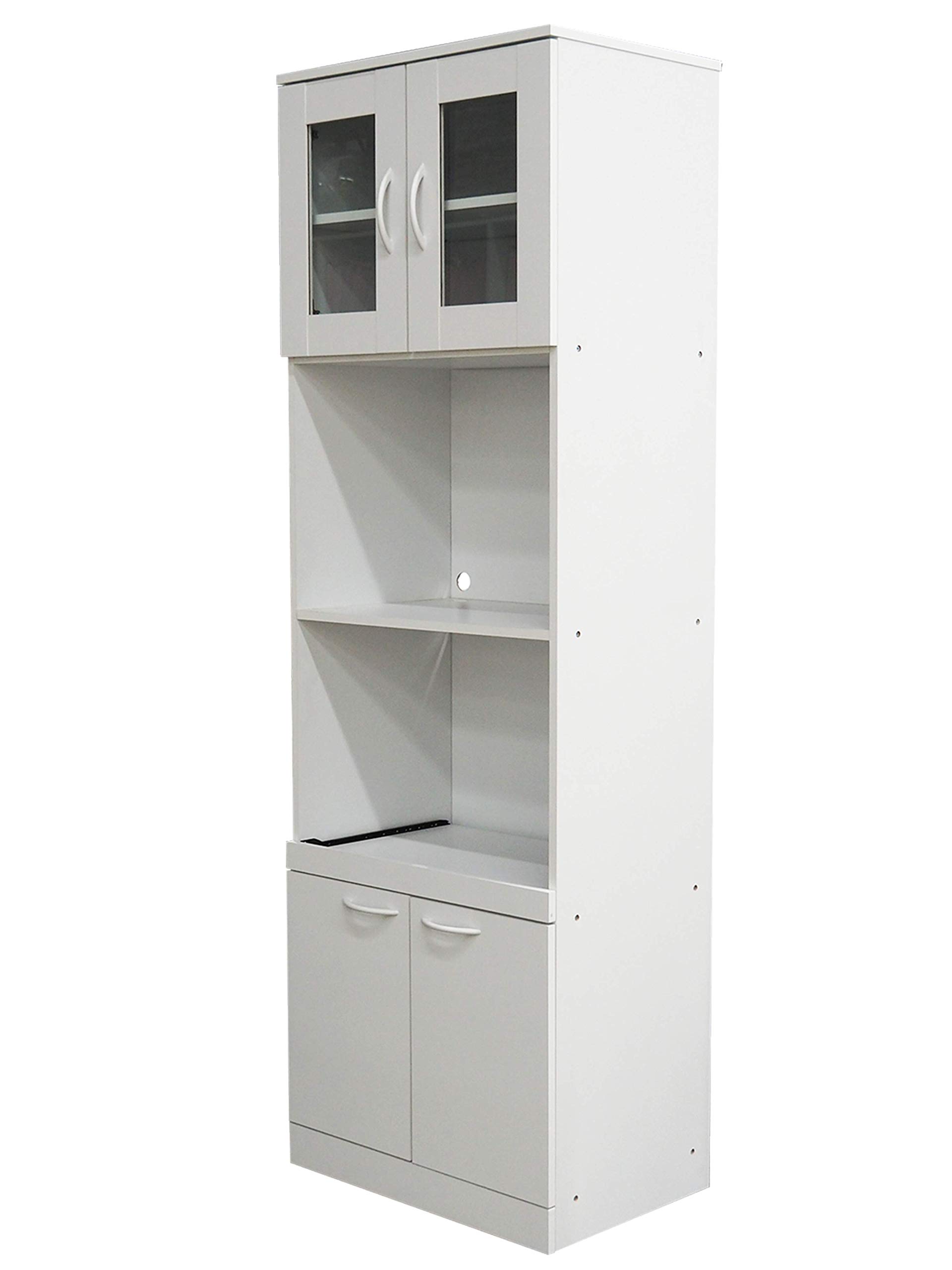 Kings Brand Furniture - Danbury Tall Kitchen Pantry Cabinet with Microwave Storage, White - Perfect for Small Kitchens & Apartment Living