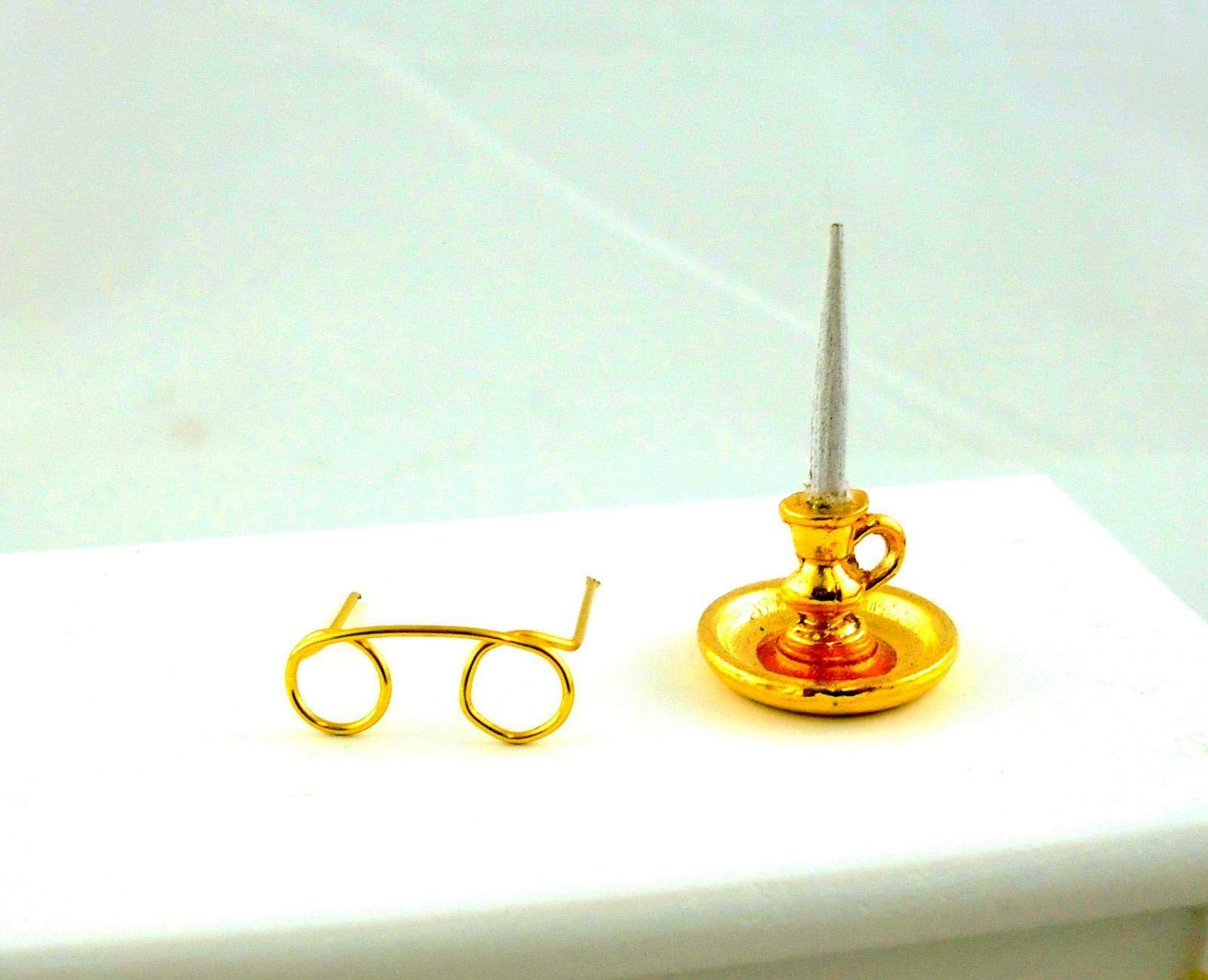 Miniature Dollhouse Candle Holder & Glasses Set - Perfect for 1:12 Scale Dollhouse Decor, DIY Crafts, and Collectible Miniatures - Ideal for Dollhouse Enthusiasts and Model Train Scenes