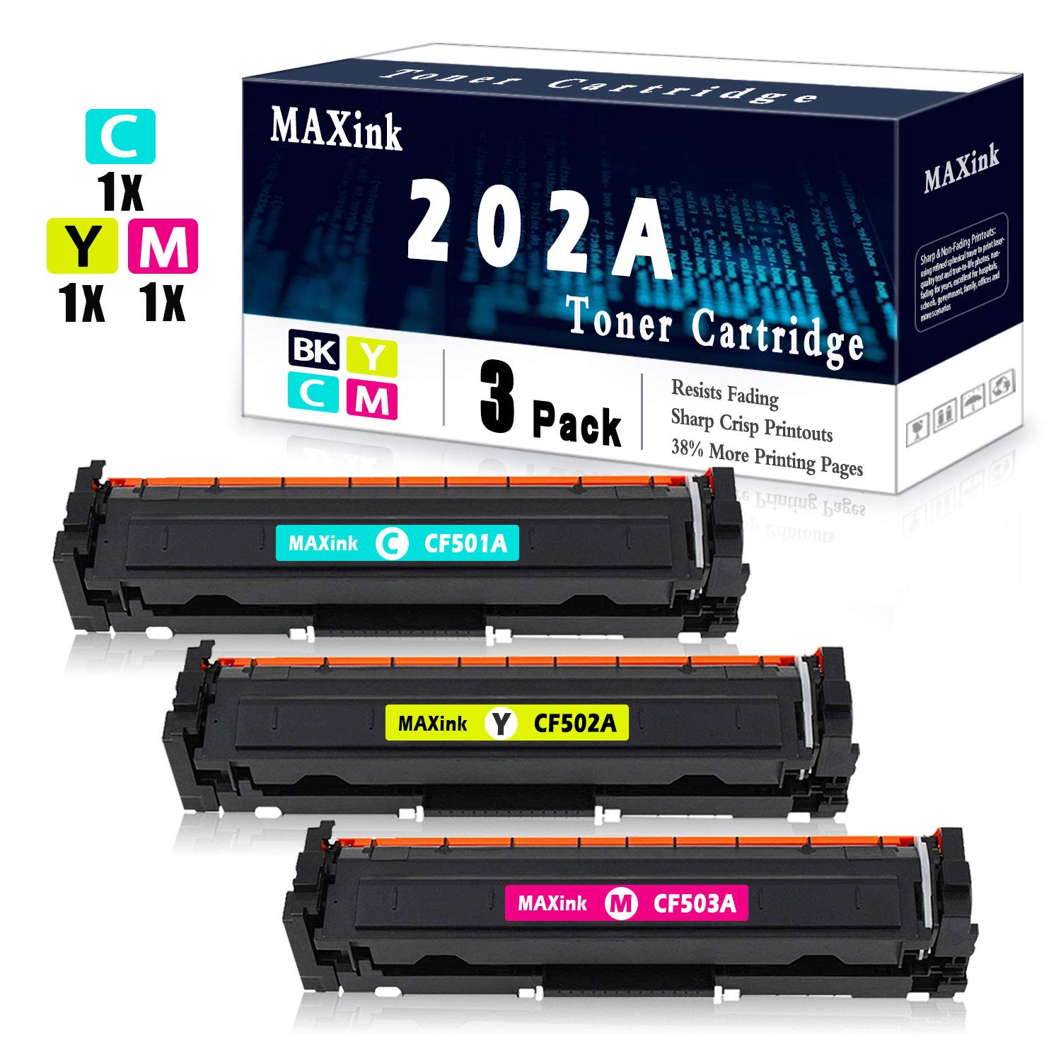 3-Pack Compatible Toner Cartridge Replacement for HP Color LaserJet Pro MFP M280nw M281fdn M281fnw M281cdw M254nw M254w M254dn (1 Cyan + 1 Yellow + 1 Magenta) - High-Quality CF501A CF502A CF503A Alternative for Home & Office Printing