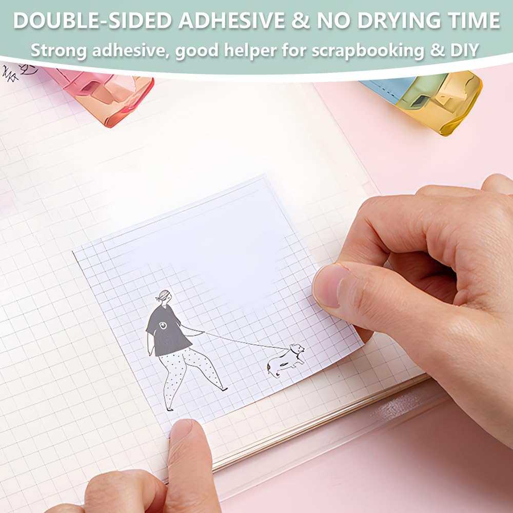 2 in 1 White Out Correction Tape & Double Sided Tape Roller - Quick Dry Japanese Liquid Paper with Permanent Adhesive - Perfect for School Homework, Office Documents & Home Craft Projects