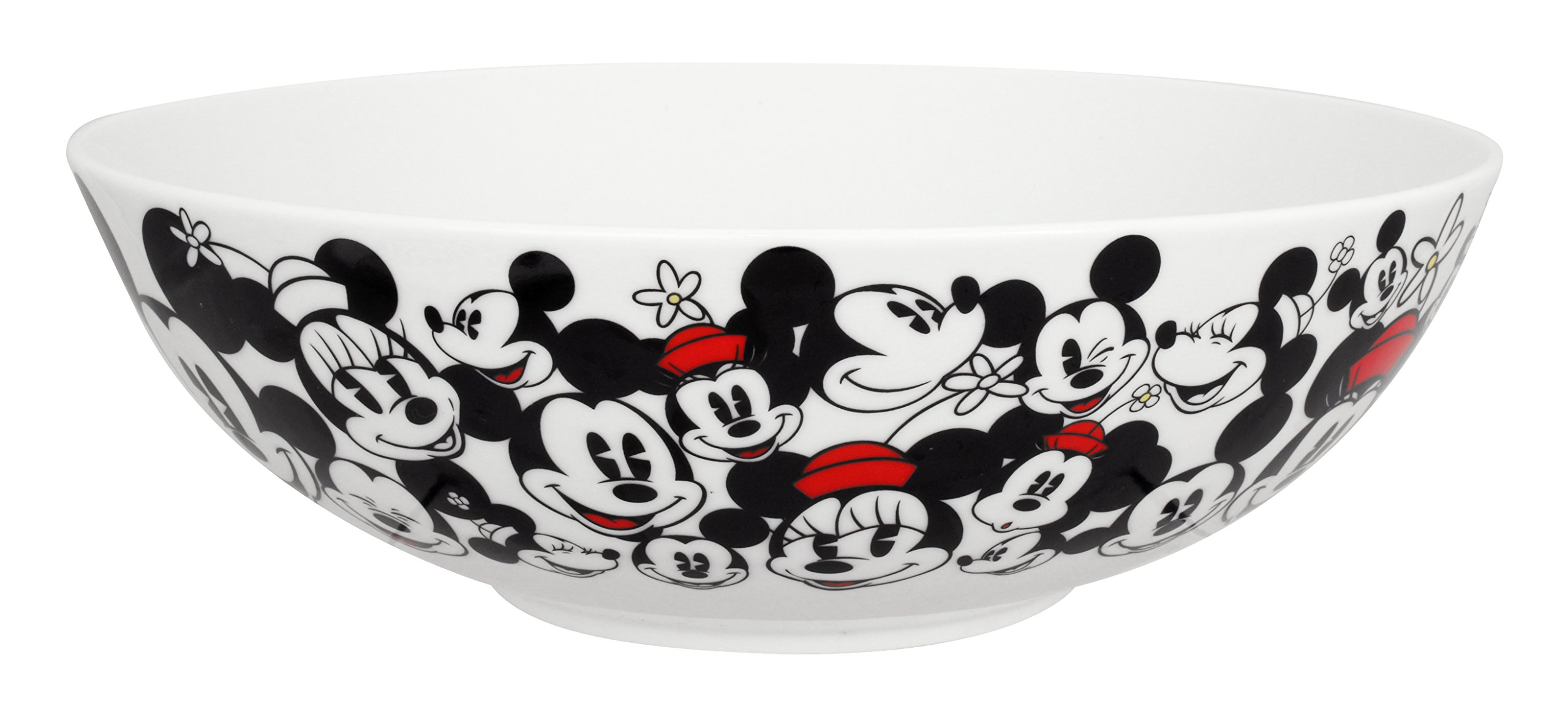 Disney Mickey and Minnie Mouse Ceramic Serving Bowl Set - 12-Inch Large Pasta Salad Bowl for Family Dinner, Party, and Holiday Gatherings
