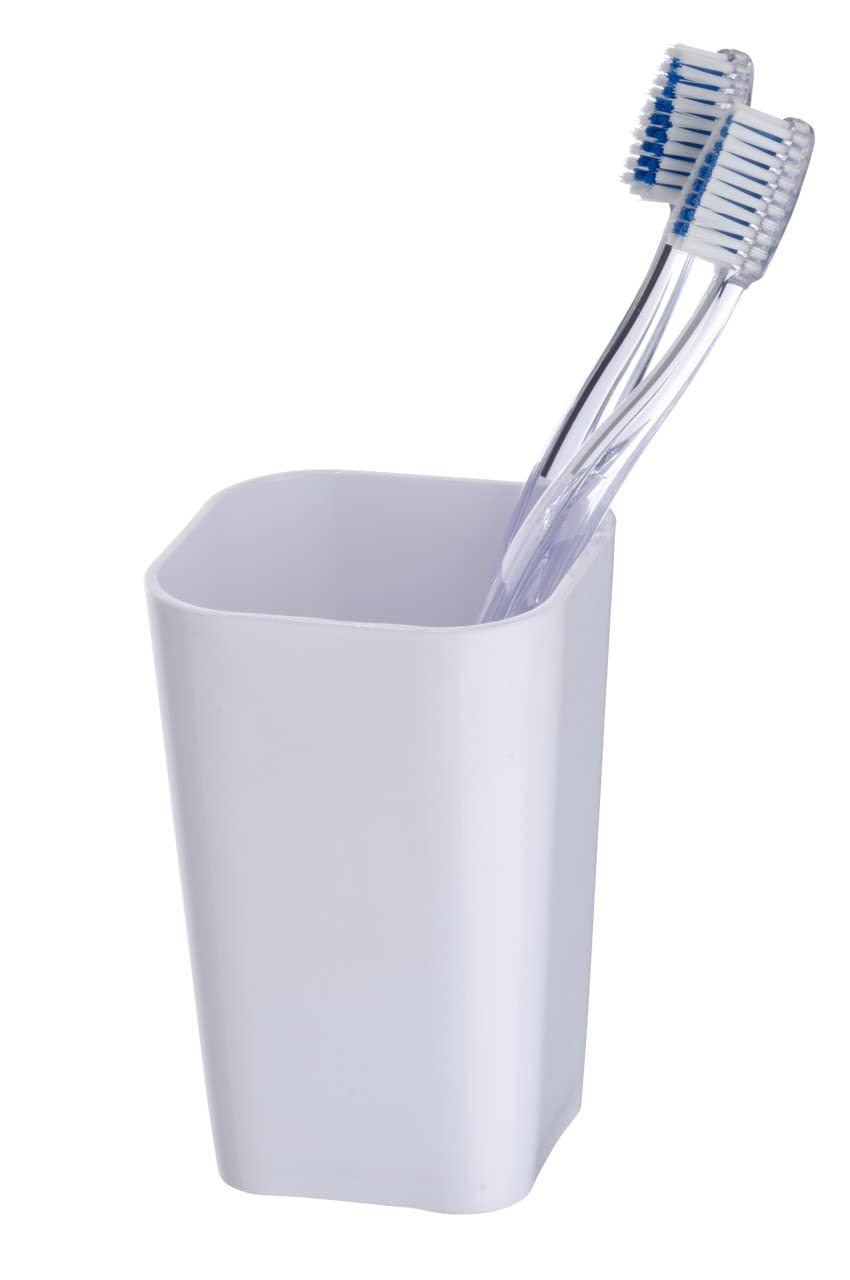 WENKO Candy Toothbrush Holder & Tumbler - White | Stylish Bathroom Organizer for Kids & Adults | Perfect for Countertop, Sink, or Travel Use