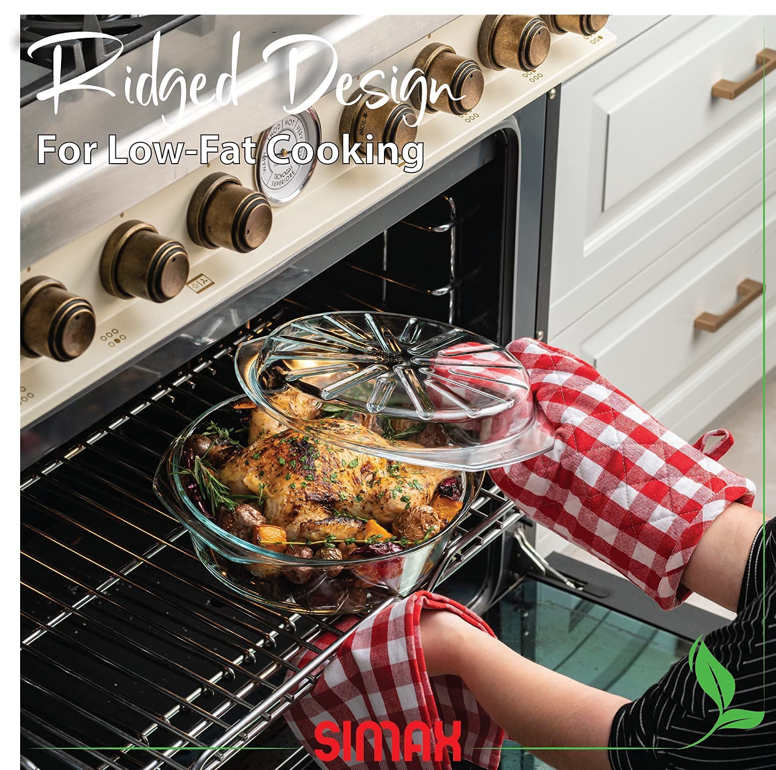 Simax 2.6 Qt Round Borosilicate Glass Casserole Dish with Lid - Oven, Microwave & Dishwasher Safe Baking Dish for Low Fat Cooking - Perfect for Casseroles, Lasagna, Roasting & Meal Prep