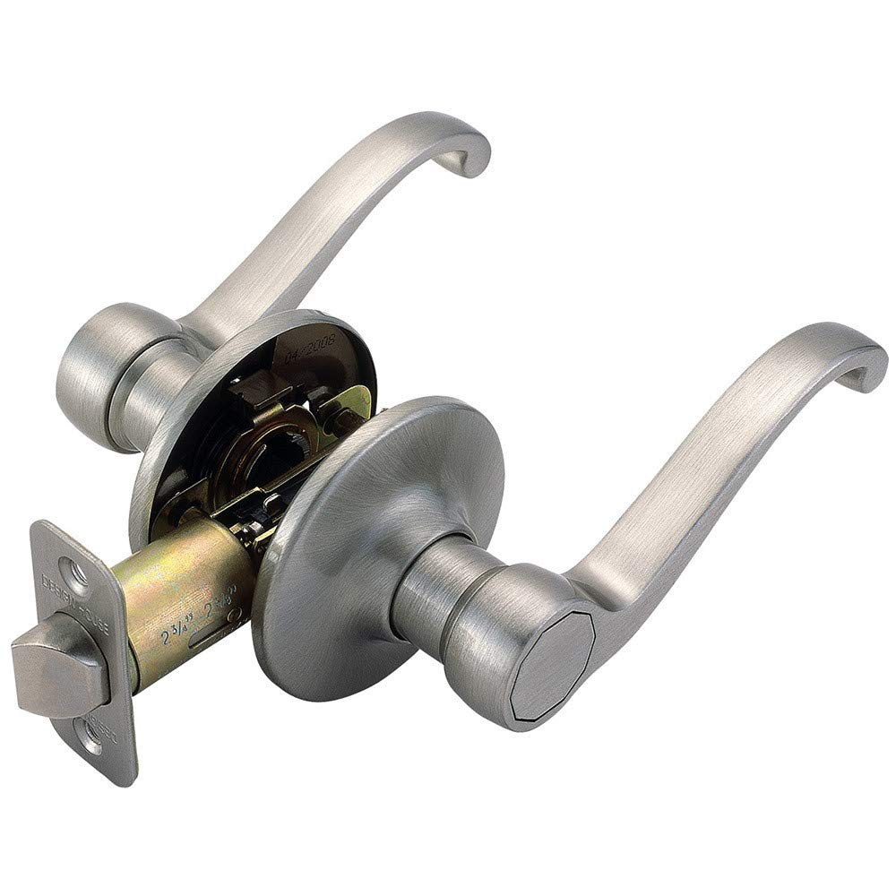 Design House 190892 2-Way Adjustable Scroll Passage & Closet Door Lever Set - Satin Nickel Finish (8-Pack) - Perfect for Bedrooms, Hallways & Closet Doors