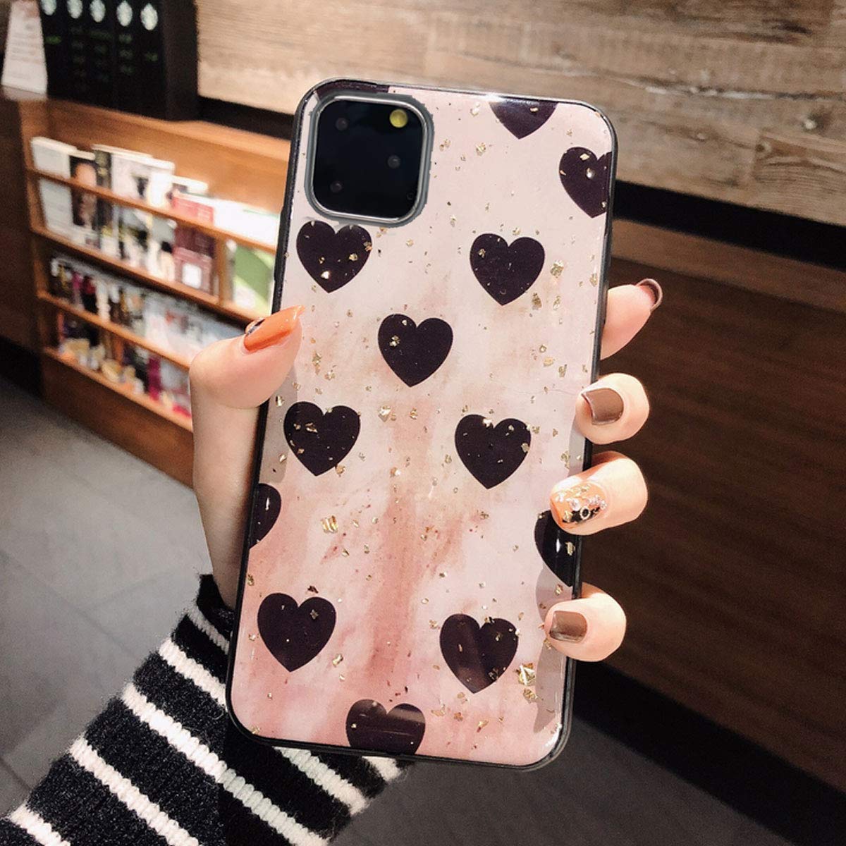 Topwin Luxury Diamond Heart Epoxy Bling Case for iPhone 11 Pro Max 6.5
