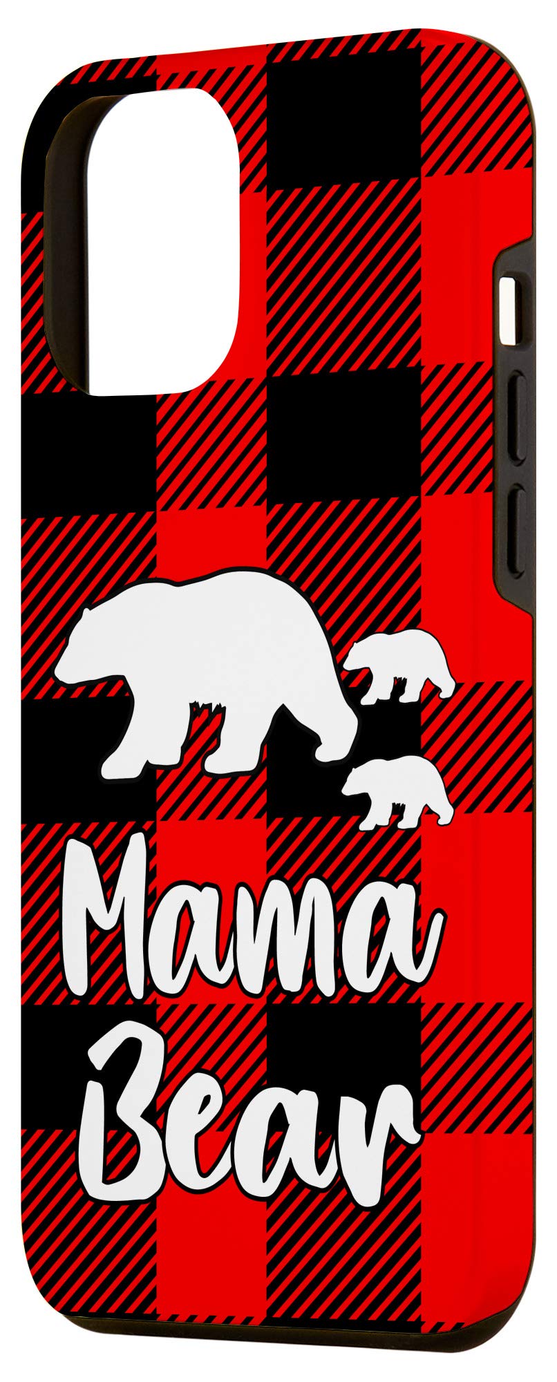 iPhone 12 Pro Max Case - Cute Mama Bear Cubs Design with Buffalo Black & Red Plaid Pattern | Durable Protective Cover for Women & Teens | Perfect for School, Work & Everyday Use