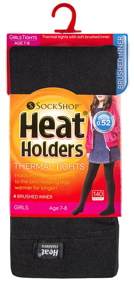 1 Pair of Girls 0.52 Tog Genuine Thermal Black Heat Holders Tights - Warm Winter Leggings for Kids, Perfect for Cold Weather & Outdoor Activities