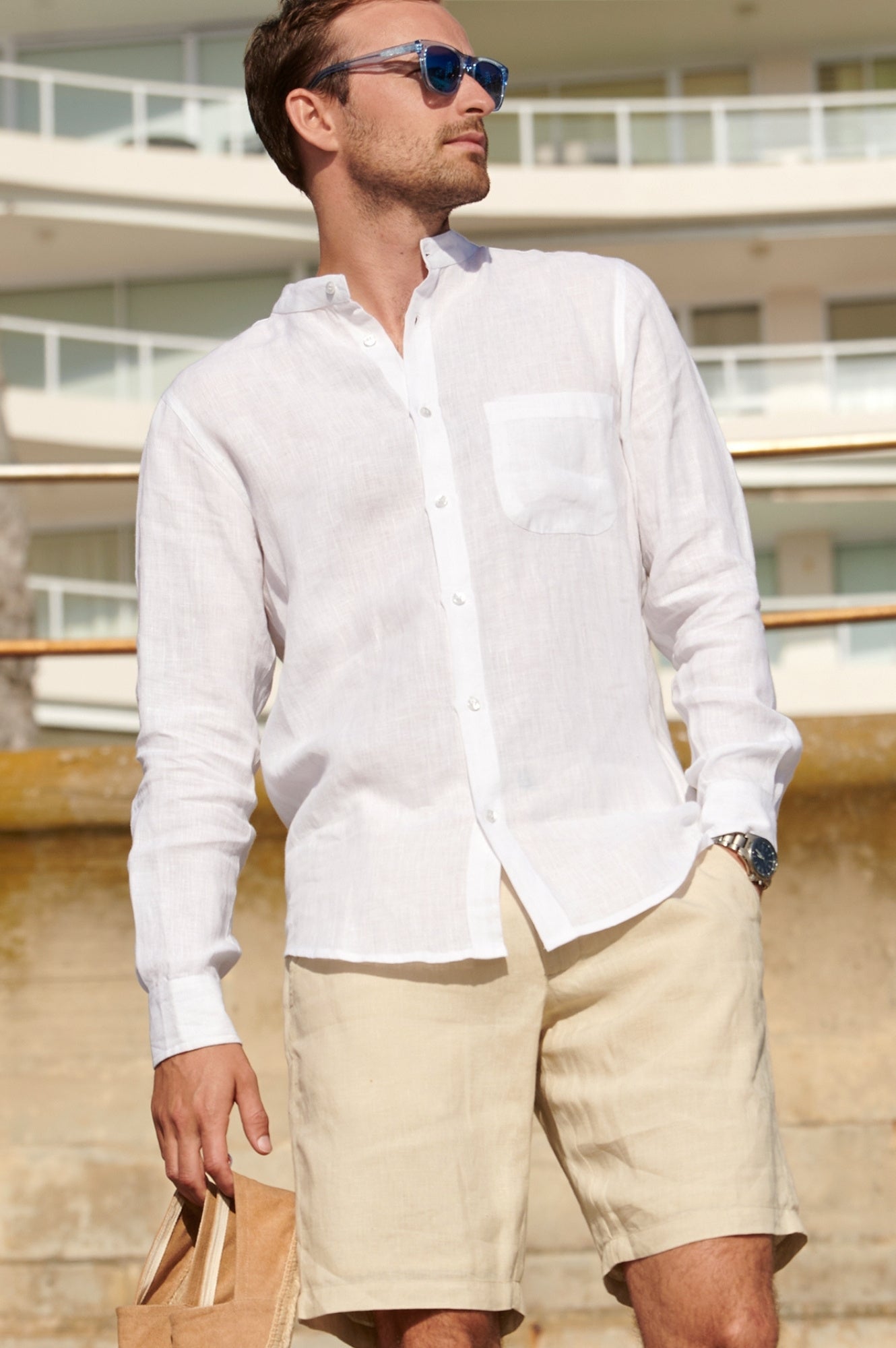 Premium Men's Nehru Collar Linen Shirt - Breathable White Summer Shirt for Casual Wear & Formal Occasions | Office, Wedding & Vacation Outfit