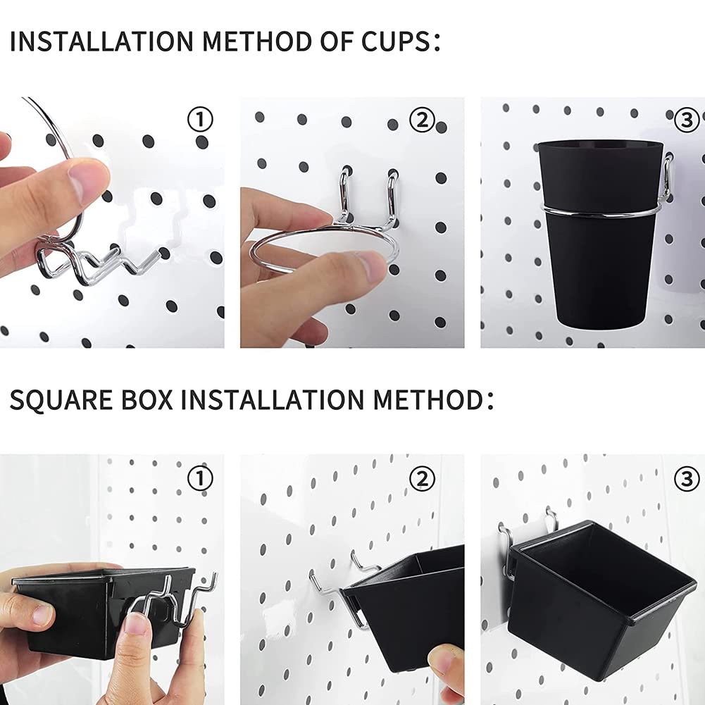 Ieegkit 6 Sets Plastic Storage Bins with Hooks - Hanging Organizer Cups for Car, Kitchen, Bathroom & Office - Perfect for Cup Holders, Keys, Utensils & Small Items