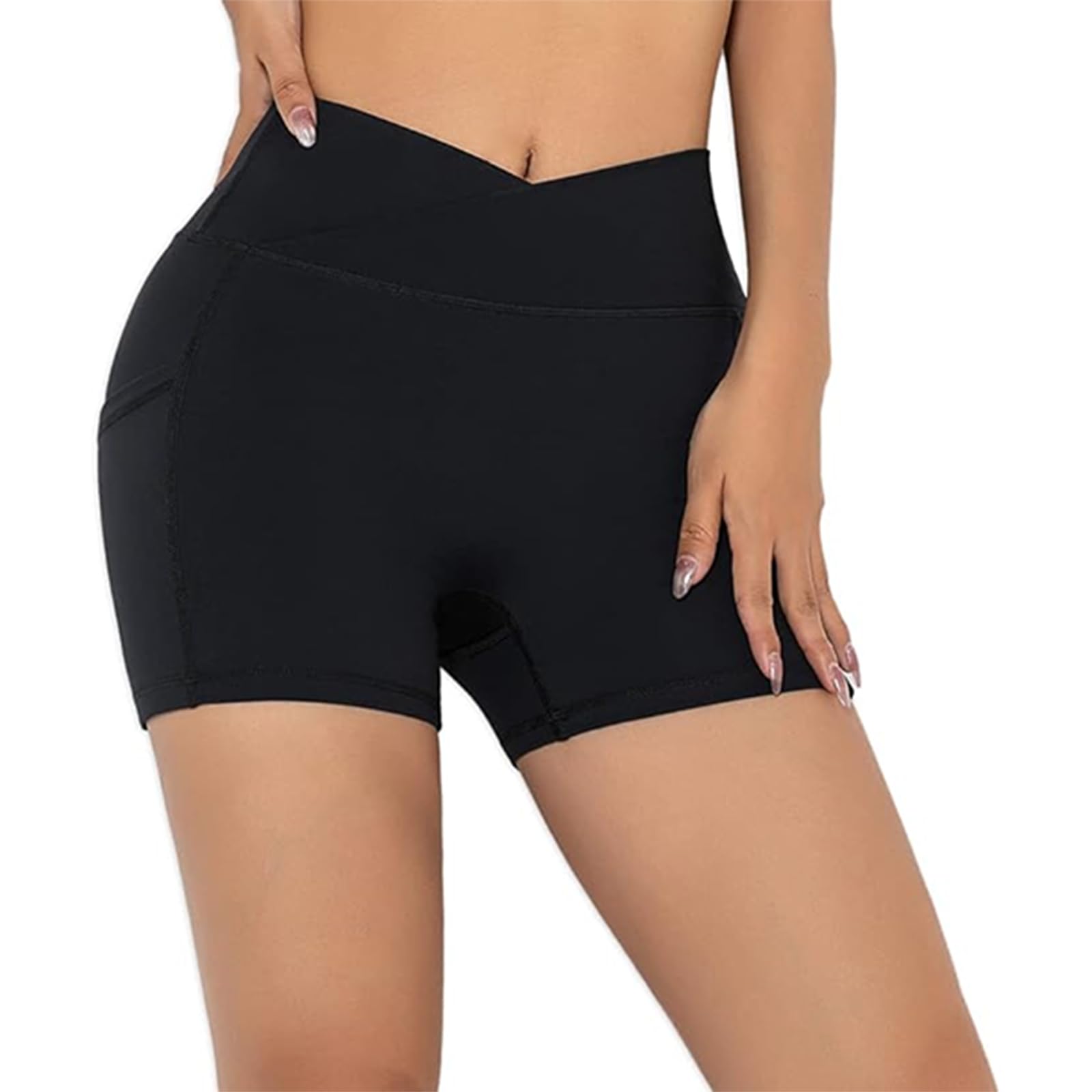 Darkterror Women's Workout Shorts - High Waist Spandex Gym Yoga Running Shorts with Pockets - Perfect for Cross Training, HIIT & Lounge Wear