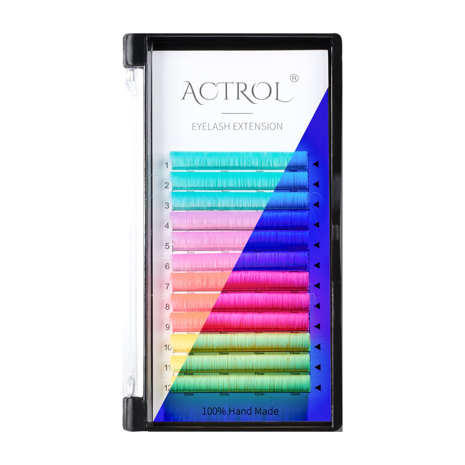 Vibrant Neon UV Eyelash Extensions - 13mm 0.07D Curl Glow Under Black Light | Blue, Yellow, Purple, Pink Multi-Colored Mixed Lashes for Parties, Raves & Nightlife | Easy Fan Application for Stunning UV Effects