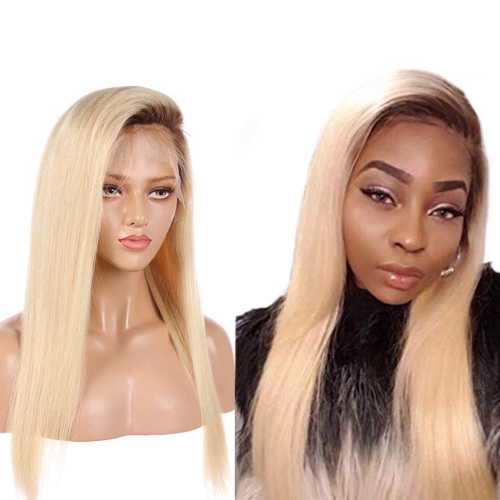 #4/613 Blonde Peruvian Virgin Human Hair Wigs for Women - Pre Plucked Ombre Full Lace Wig with Baby Hair | 28 Inch Straight Glueless Lace Front Wig | Natural Look for Daily Wear, Cosplay & Special Occasions