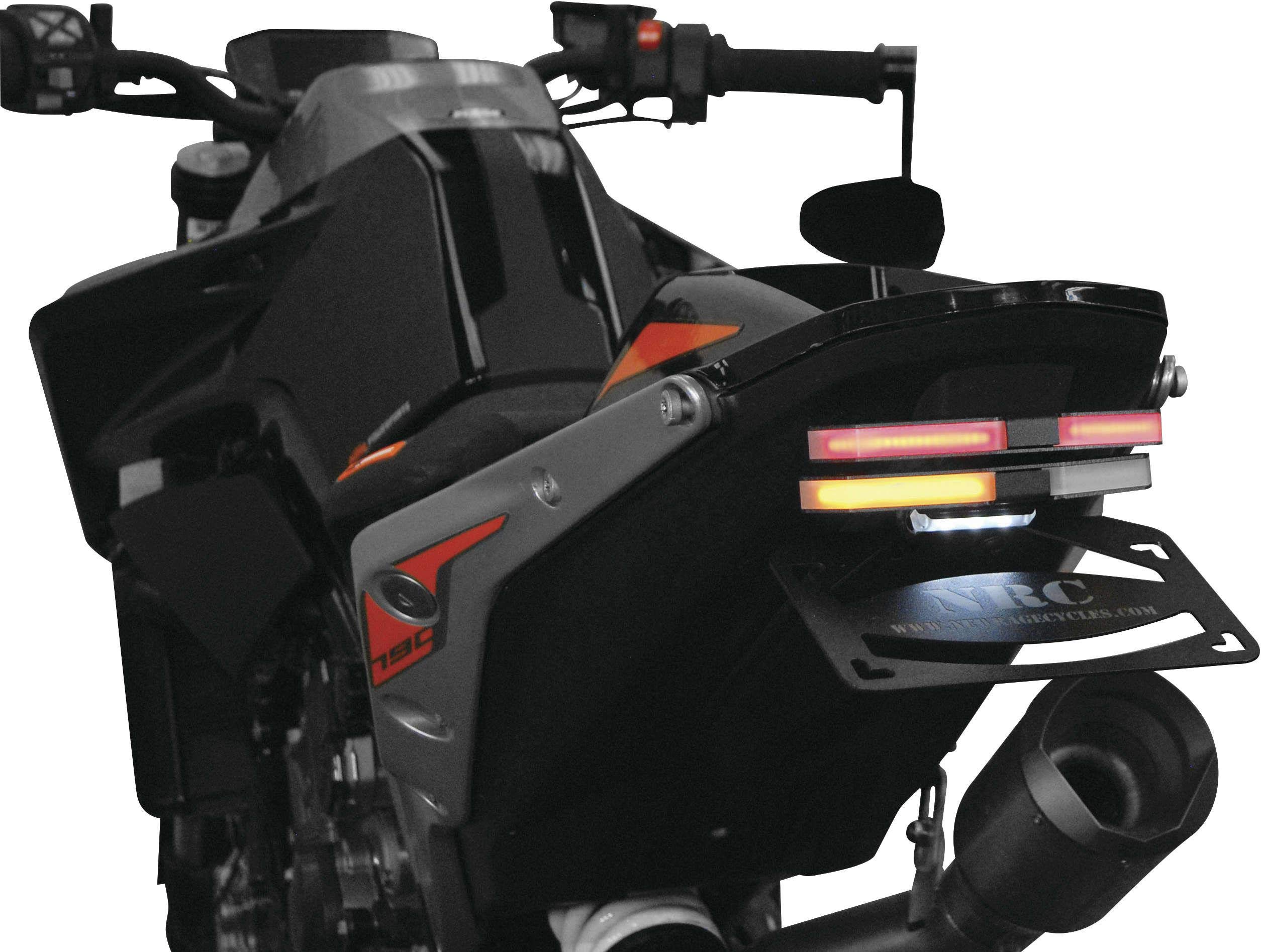 New Rage Cycles 790-FE-S LED Fender Eliminator Kit - Black Universal Motorcycle Tail Light & License Plate Mount for Harley, Honda, Yamaha - Improves Rear Visibility & Clean Look