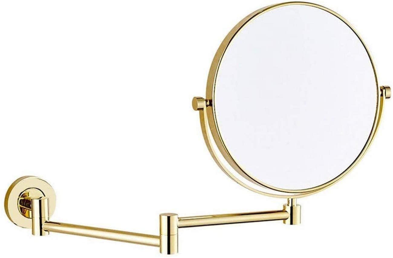 10X Magnification Vanity Mirror - Wall Mounted Makeup Mirror with 360° Swivel & Extendable Design, Double-Sided Round Bathroom Mirror for Shaving & Cosmetics (Gold) - Perfect for Home Bathroom, Dressing Room & Salon Use