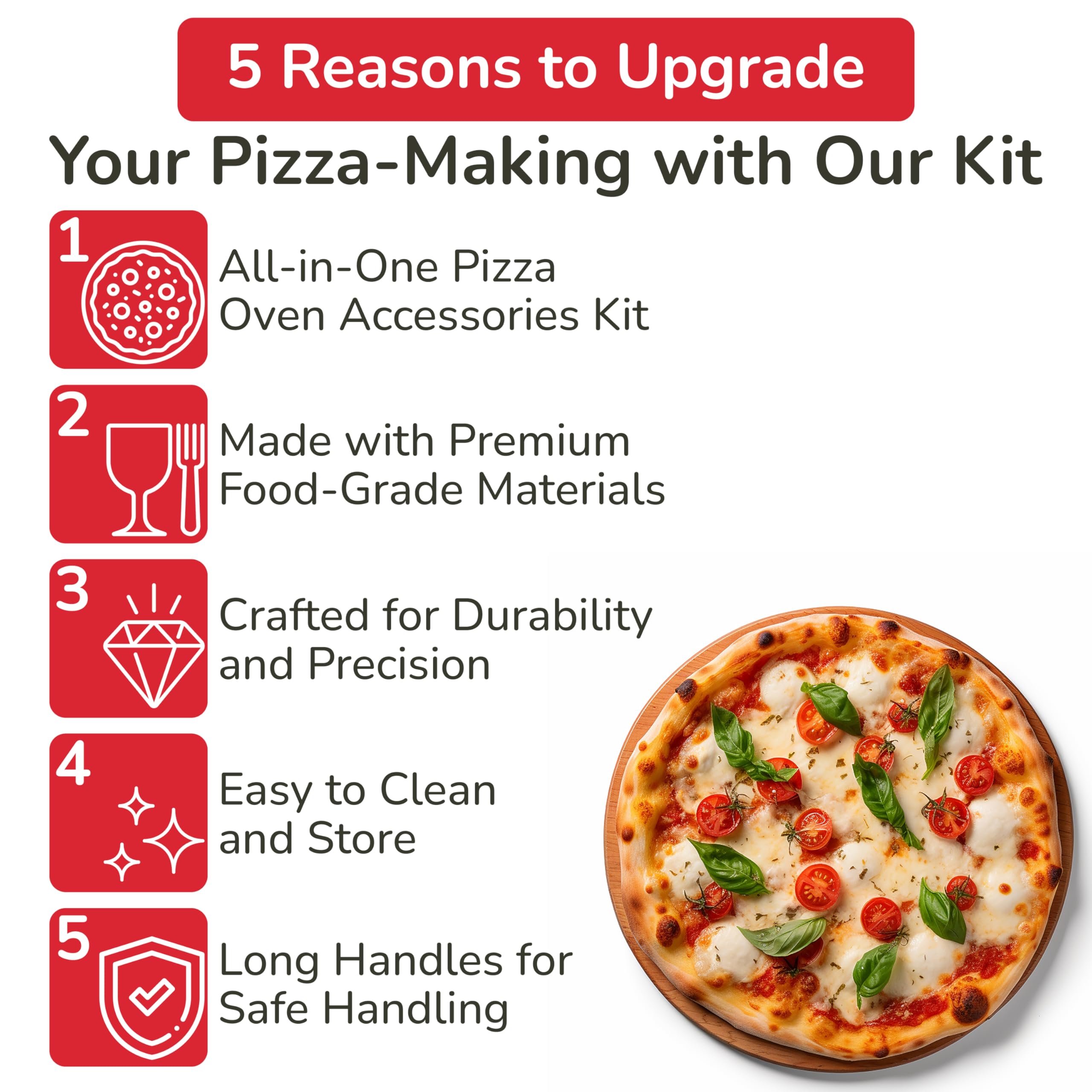 Premium Pizza Oven Accessories Kit - 6-Piece Set for Home Pizza Making | Includes Pizza Peel, Oven Brush, Bubble Popper Turner, Rocker Cutter, Dough Roller & Scraper | Perfect for Outdoor Pizza Parties, Backyard Cooking & Italian Cuisine Enthusiasts