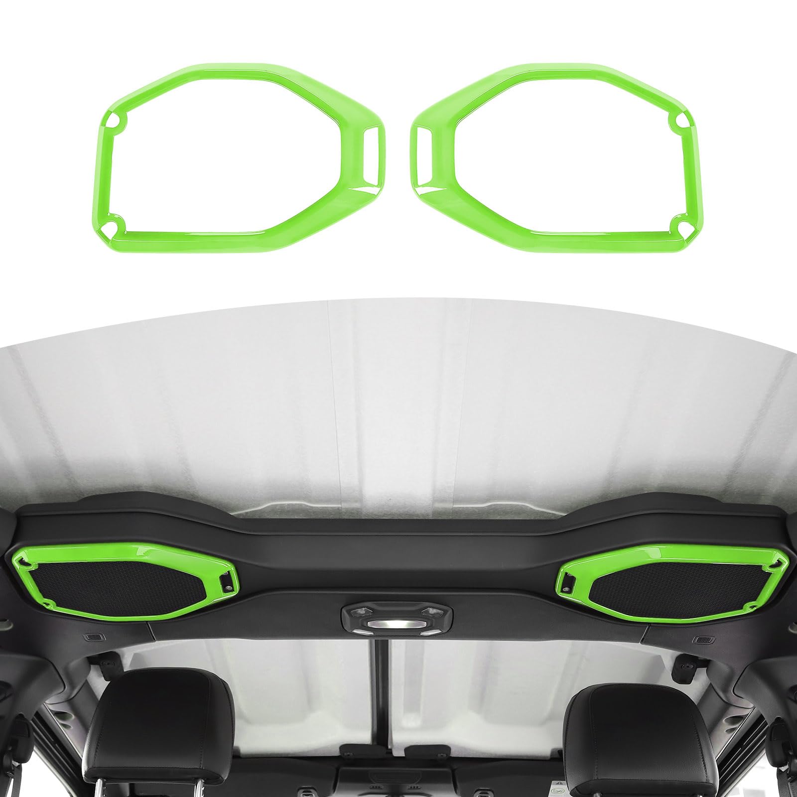 Jeep Wrangler JL JLU & Gladiator JT Roof Speaker Cover Trim (2018-2023) - 2pcs Green Interior Accessories | Perfect for Off-Road Adventures & Car Audio Upgrades