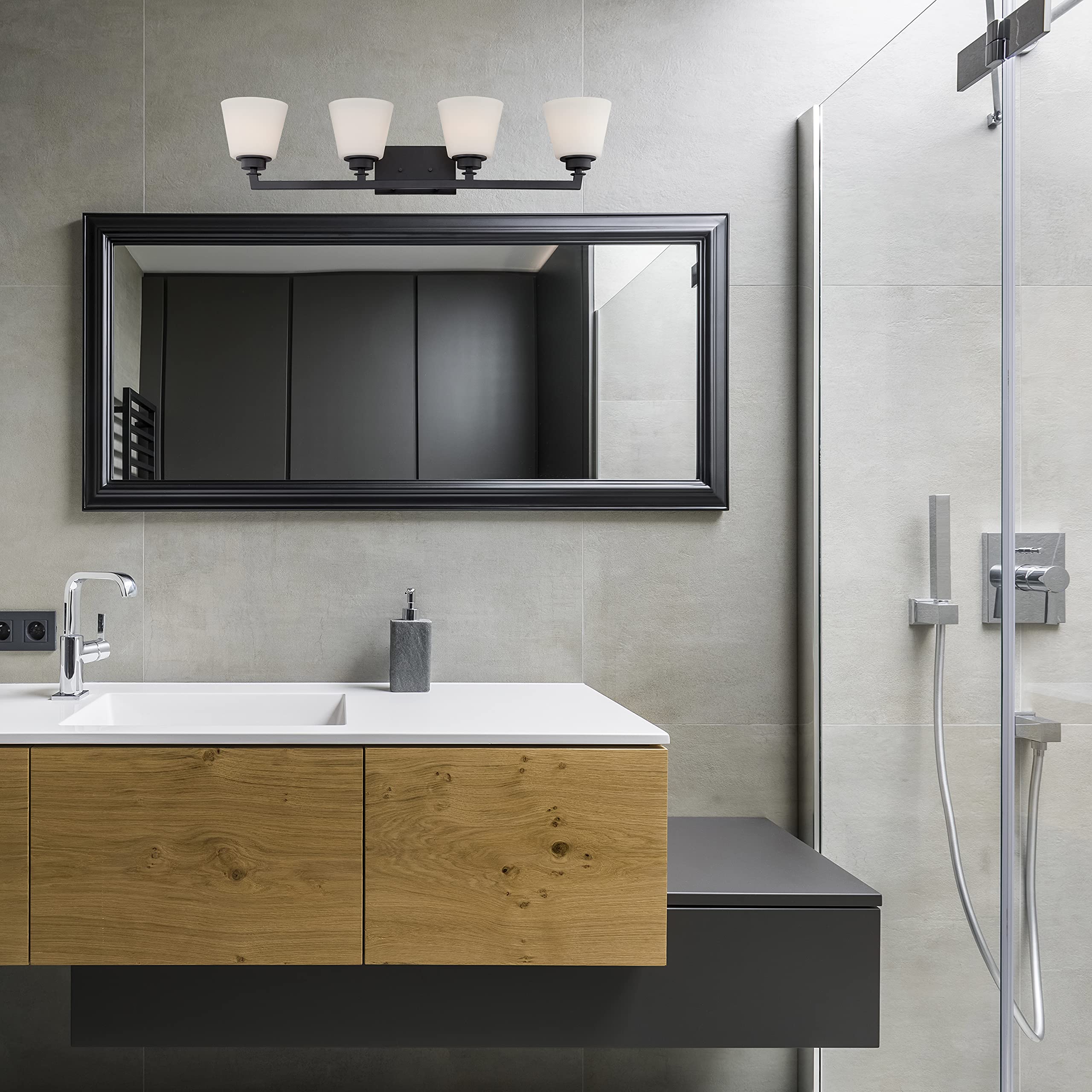 Nuvo Lighting 60/5554 4-Light Bathroom Vanity Fixture in Bronze/Dark Finish - Perfect for Modern Bathroom & Dressing Room Lighting
