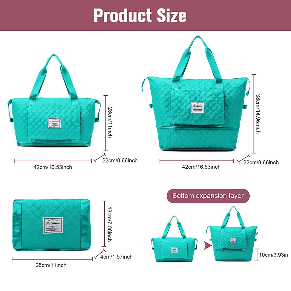 Large Capacity Foldable Travel Duffel Bag - Lightweight Waterproof Carry-On Luggage for Gym, Sports & Weekend Trips - Peacock Blue | Perfect for Air Travel, Camping & Overnight Stays