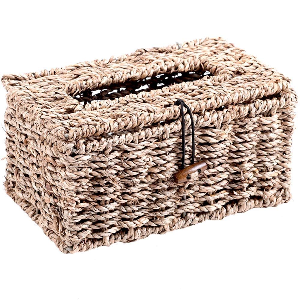 Decorative Woven Tissue Box Cover - Stylish Napkin Dispenser & Storage Caddy for Facial Tissues | Perfect for Bathroom Vanity, Office Desk, Bedroom Dresser and Countertop Organization (Home Decor Gift Idea)