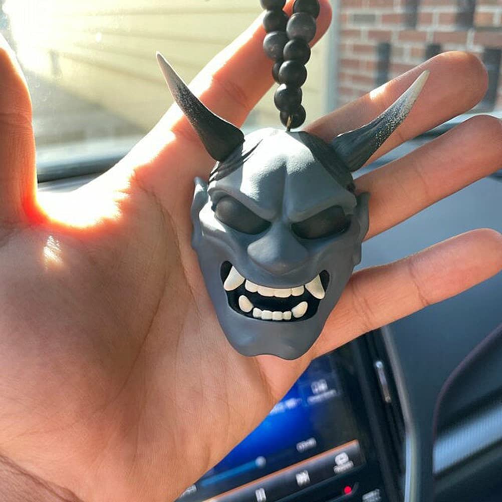 Japanese Samurai Helmet Oni Car Hanging Pendant - Unique Rear View Mirror Charm for Car Decor, Fashion Auto Accessories | Perfect for Car Enthusiasts, Anime Fans & Japanese Culture Lovers