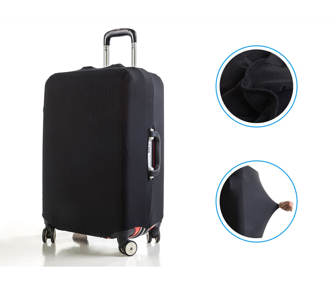 GANNEPIE Black Printed Luggage Cover for 22-25 Inch Suitcases - Waterproof Travel Bag Protector for Airplane, Train & Bus Trips