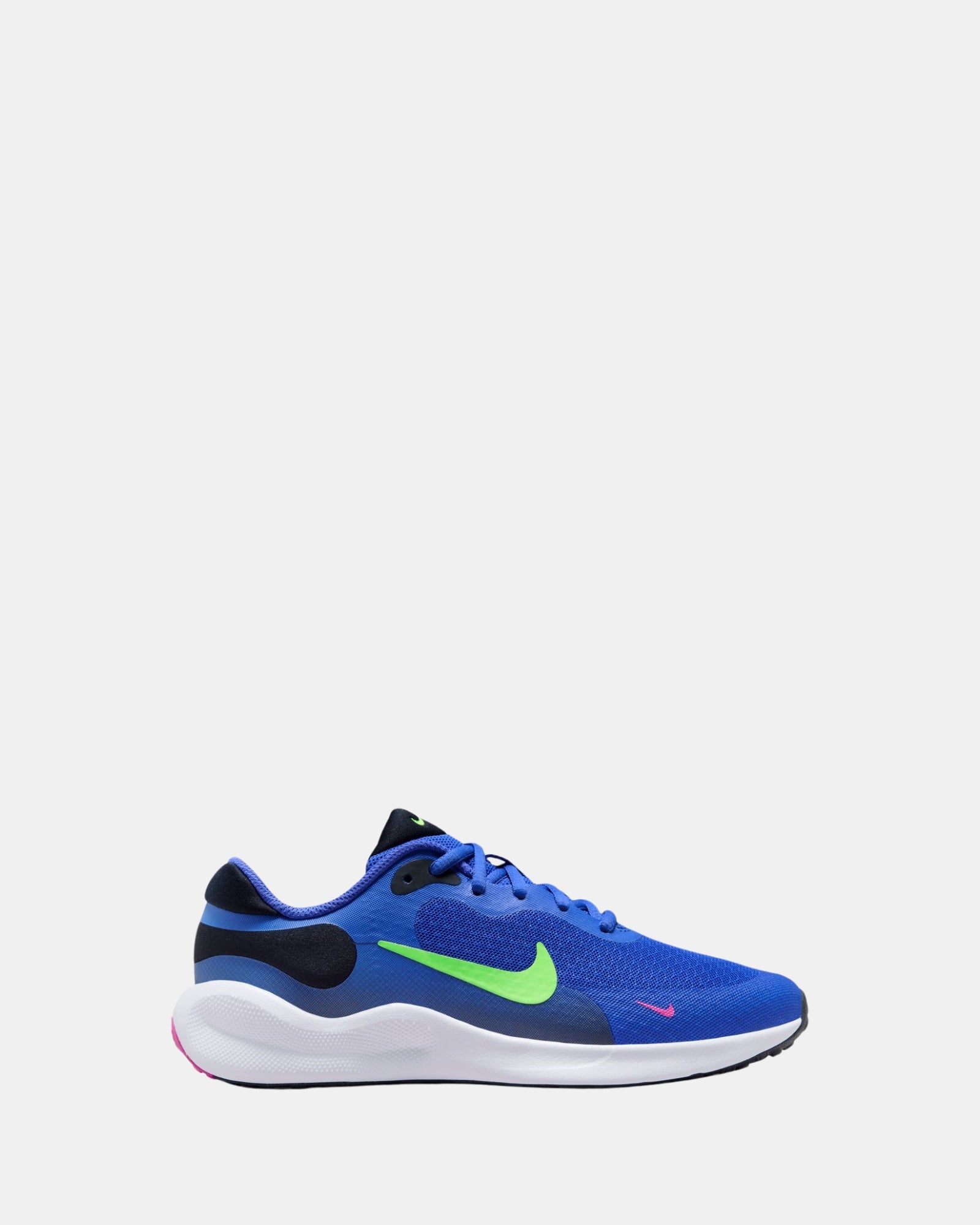 Revolution 7 Grade School Basketball Shoes - Ultramarine/Lime Blast/White Colorway | High-Performance Youth Sneakers for Indoor & Outdoor Court Play