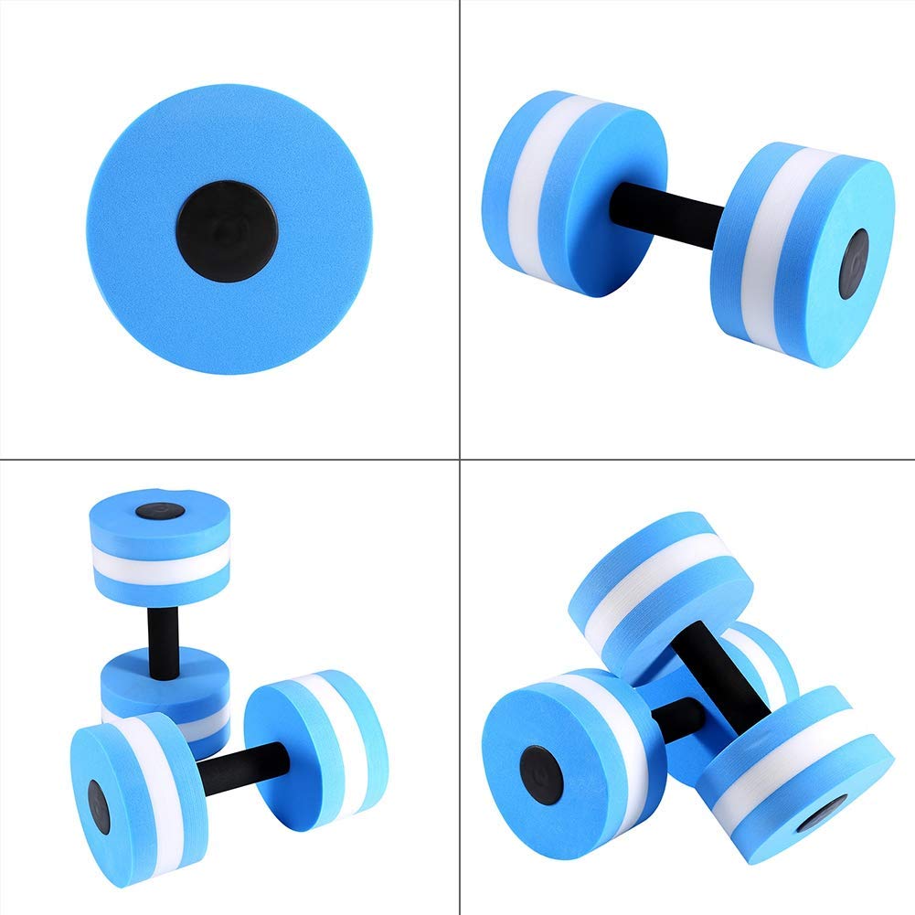 Aquatic Exercise Dumbbells, EVA Swimming Pool Fitness Barbells for Water Aerobics, Set of 2, Blue - Perfect for Pool Workouts and Aqua Fitness Training