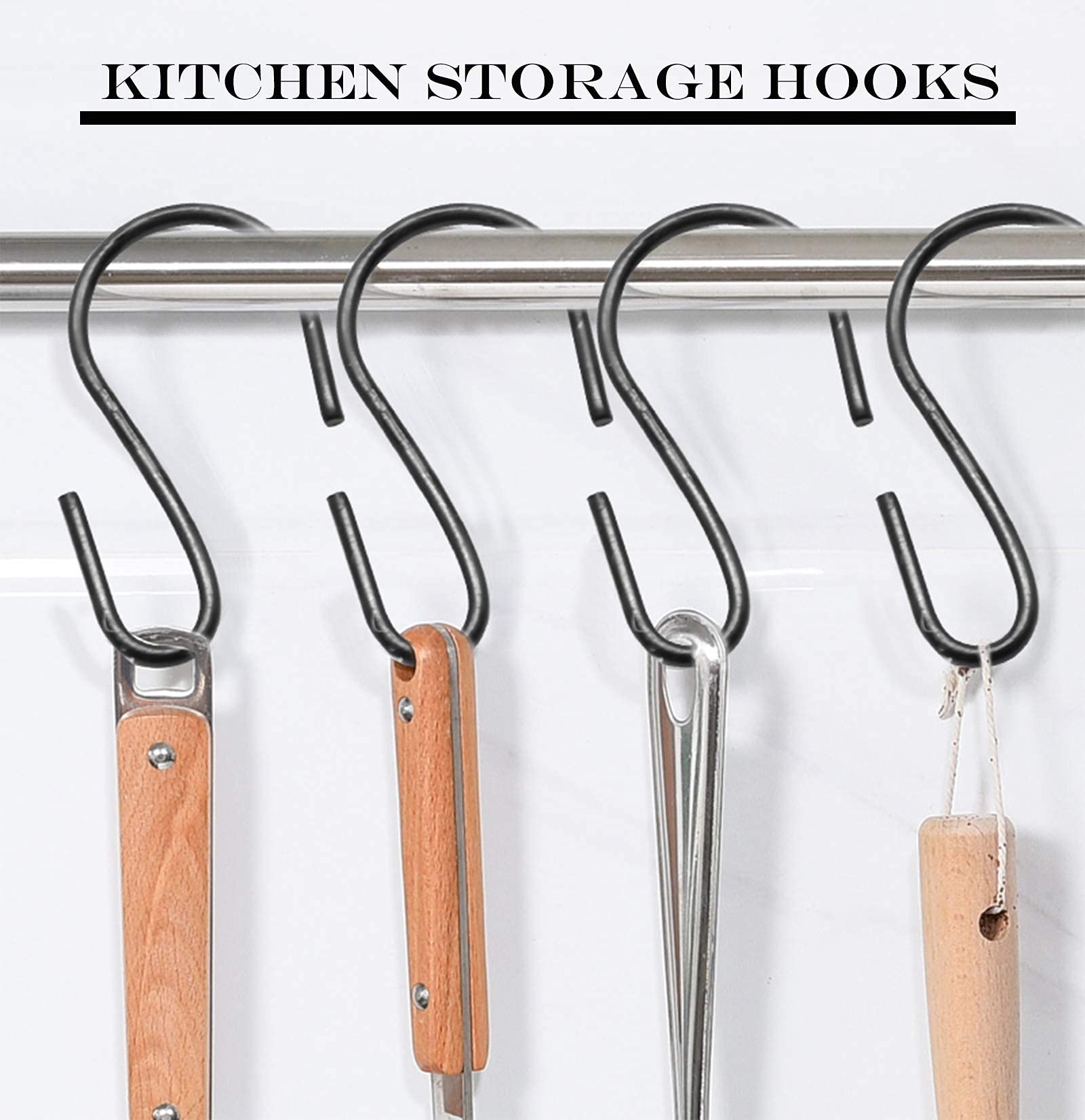 50PCS Black S-Shaped Hooks - 1.25