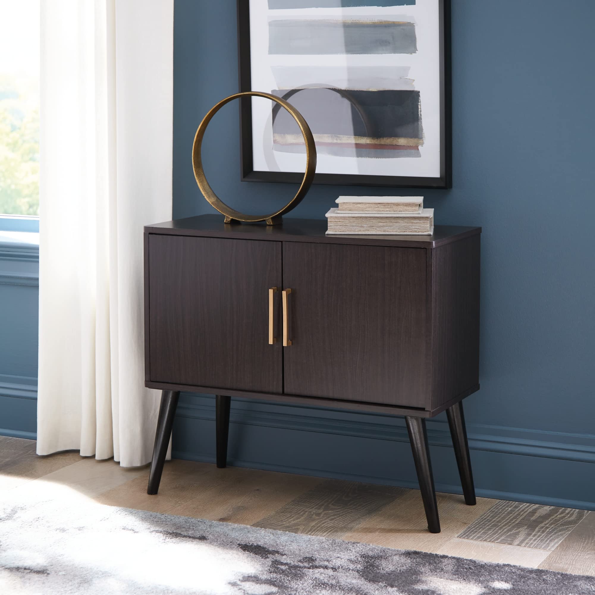 Signature Design by Ashley Orinfield Contemporary 2-Door Accent Cabinet in Dark Brown - Perfect for Living Room Storage & Modern Home Decor