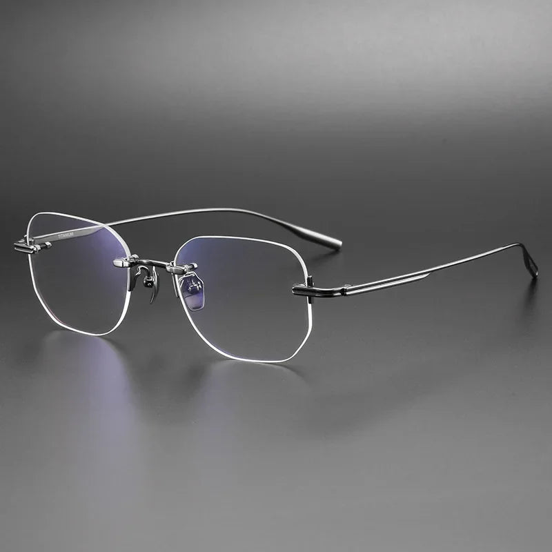 Aror Unisex Rimless Irregular Square Titanium Eyeglasses 10132 - Lightweight & Durable Frame for Reading, Work & Fashion | Trendy Square Glasses for Men & Women