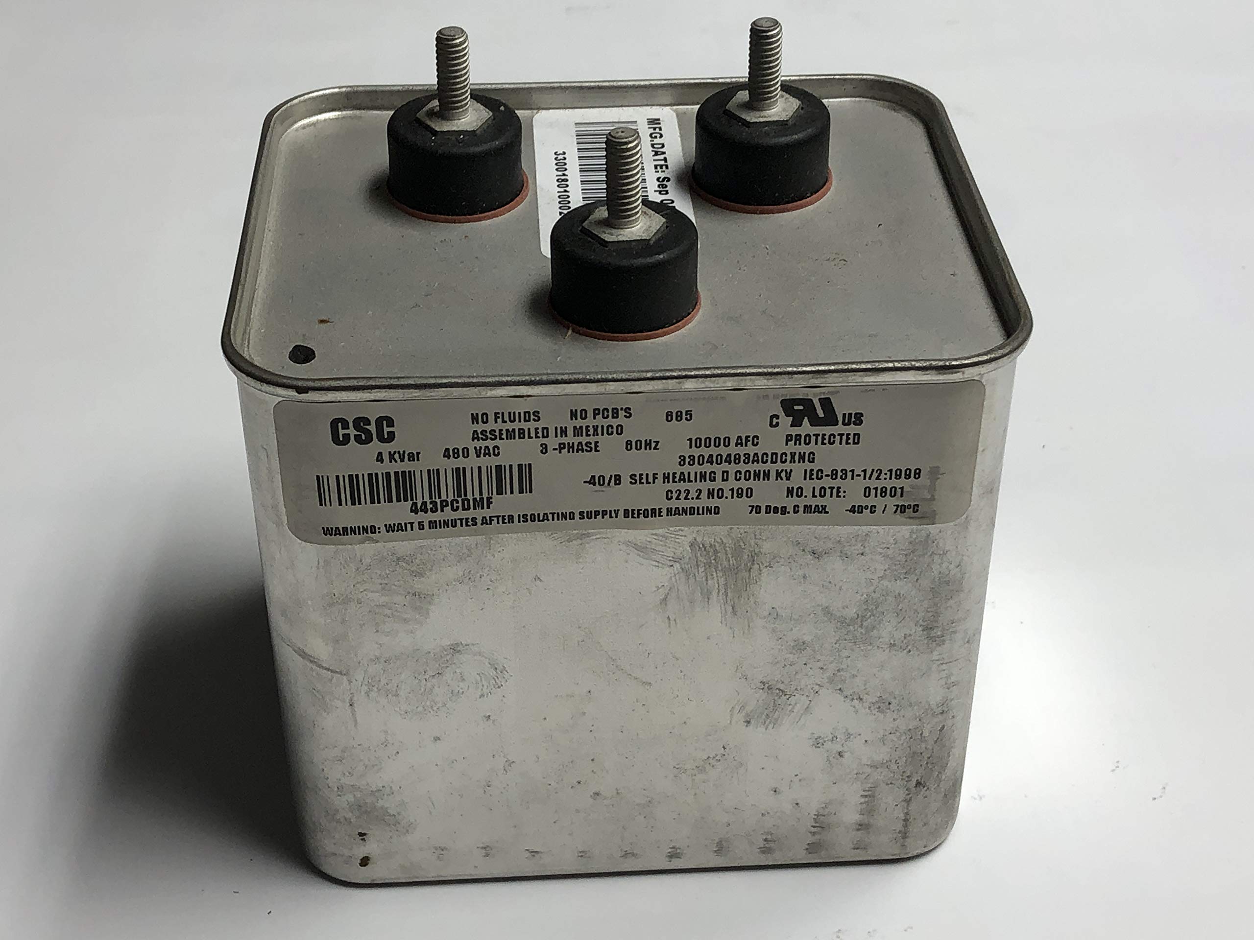 4 Kvar 480VAC 60Hz Power Factor Correction Capacitor - Industrial Energy Saver for HVAC, Motors & Electrical Systems
