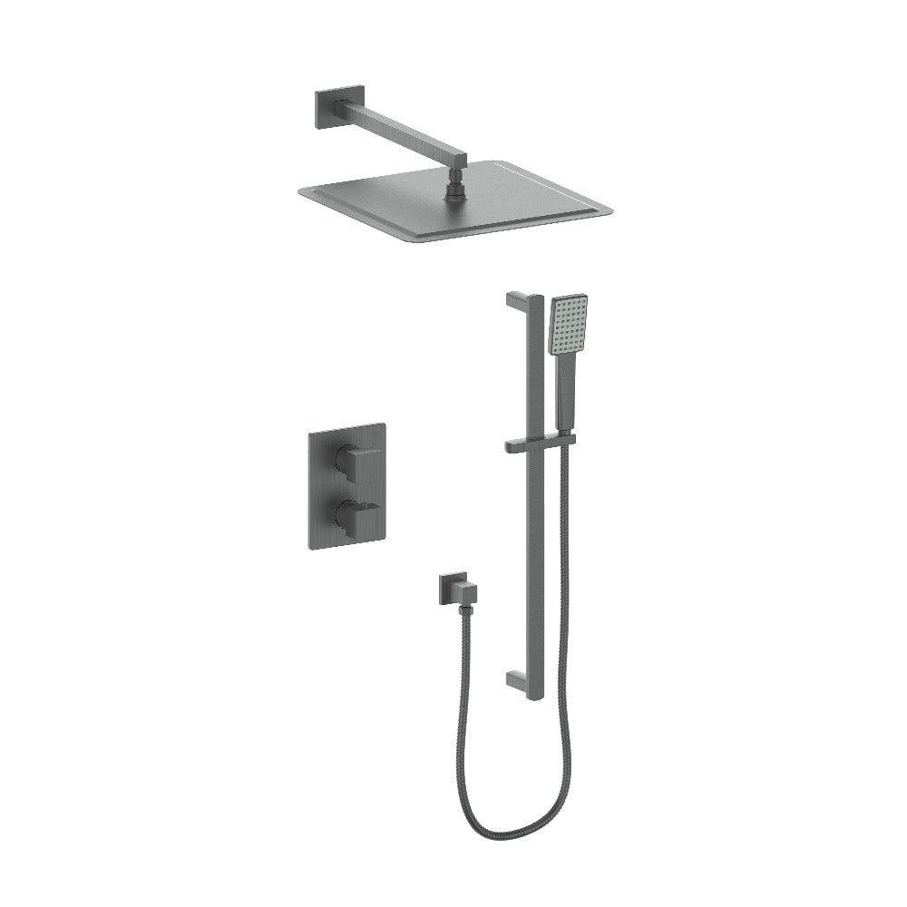 ZLINE Crystal Bay Thermostatic Shower System in Gun Metal - Luxury Rainfall Showerhead with Temperature Control for Modern Bathrooms (CBY SHS T2 GM) - Perfect for Spa-Like Experience at Home