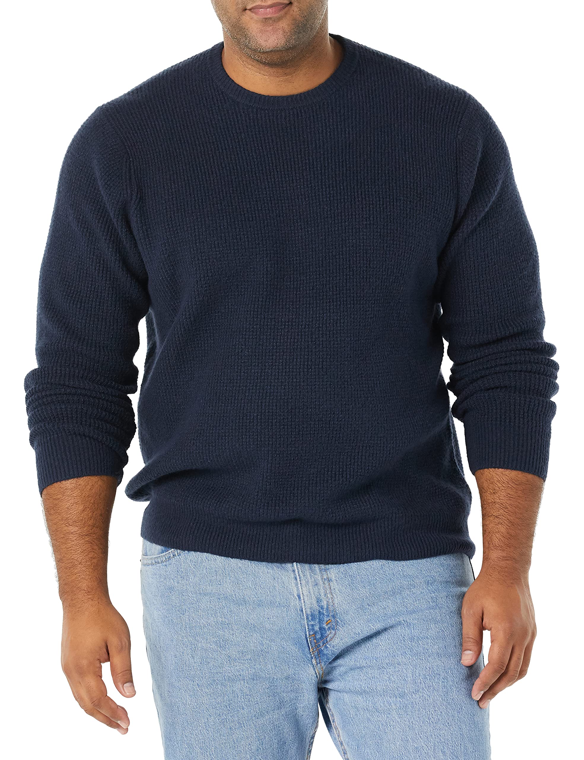Amazon Essentials Men's Long-Sleeve Soft Touch Waffle Stitch Crewneck Sweater - Comfortable & Warm Knit Pullover for Casual Wear, Office, and Outdoor Activities