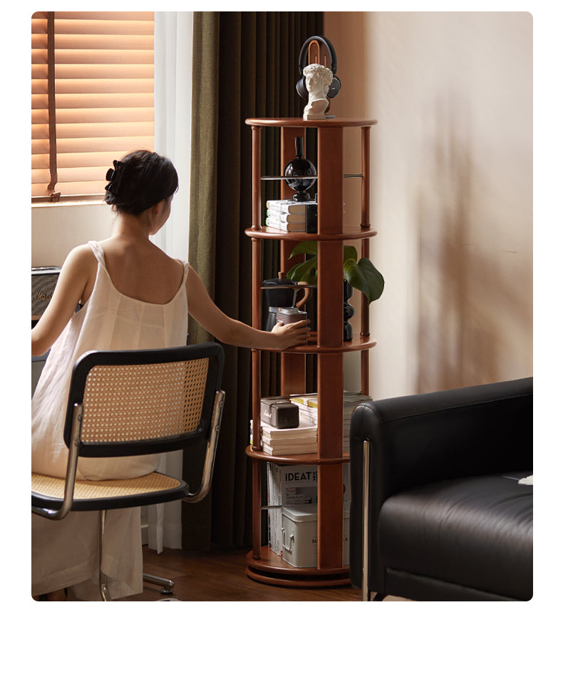 Solid Poplar Wood Rotating Bookshelf - 360° Swivel Floor Bookcase for Living Room, Office & Bedroom Storage & Organization