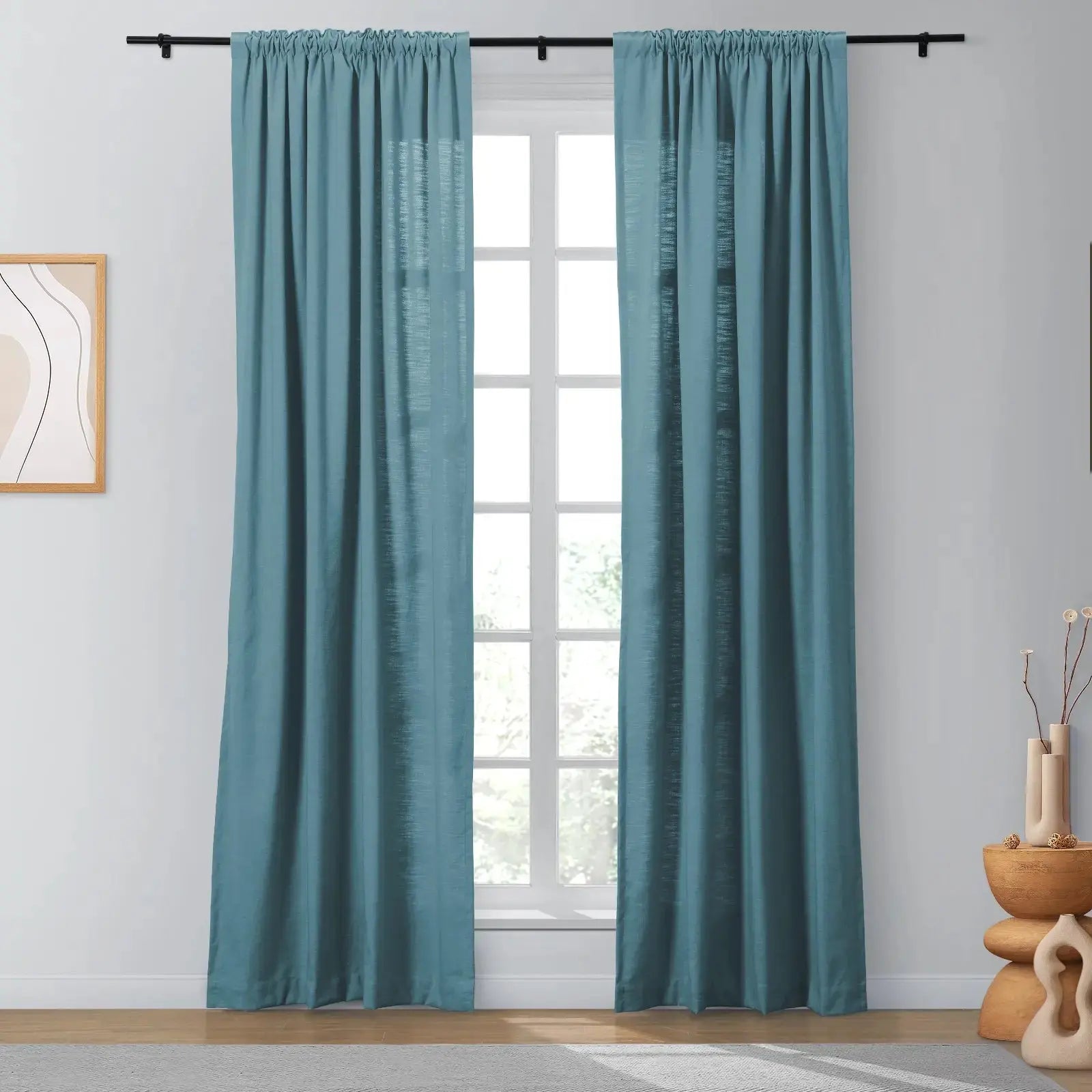 Isabella Heavyweight Cotton Blackout Curtains - Soft Top Thermal Insulated Drapes for Living Room & Bedroom - Noise Reducing & Energy Saving Window Treatments