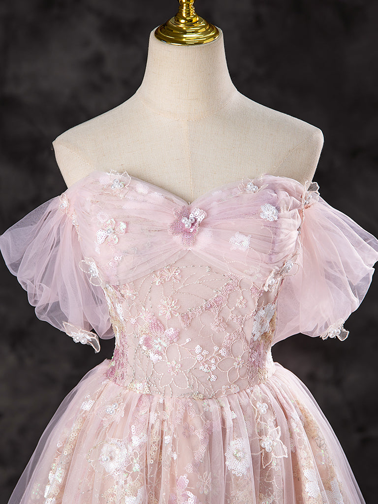 Elegant A-Line Off Shoulder Pink Dress for Women - Perfect for Summer Weddings, Parties & Date Nights