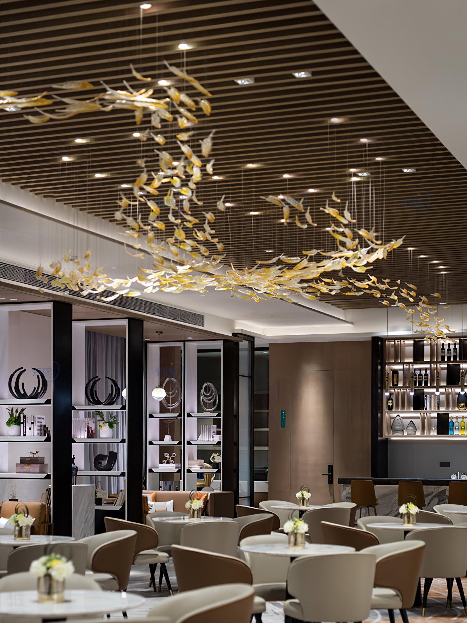Elegant Glass Feather Chandelier - Modern Crystal Ceiling Light for Dining Room, Living Room & Bedroom | Perfect for Home Decor & Wedding Events