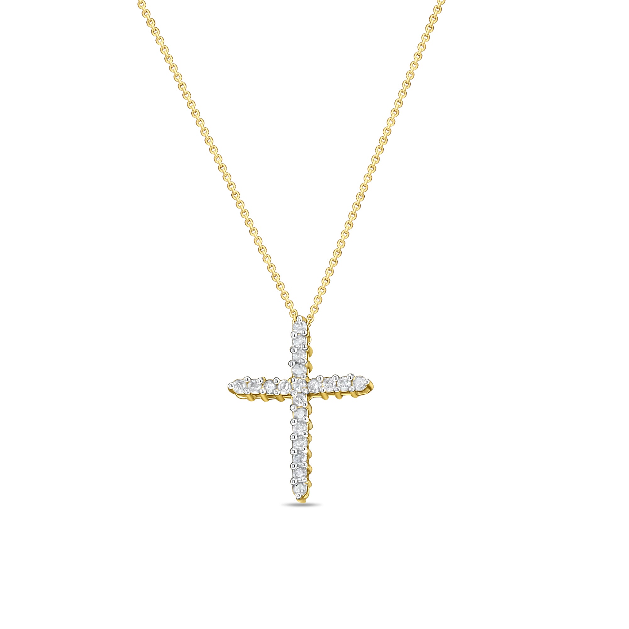 1 Carat Diamond Cross Pendant Necklace 14K Gold for Women - Elegant Religious Jewelry Gift for Baptism, Confirmation & Special Occasions