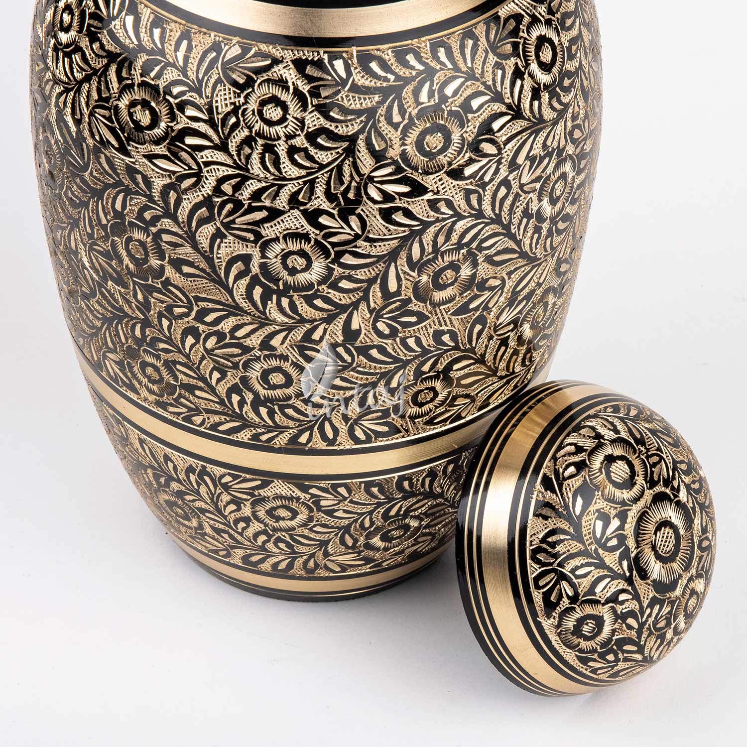 Premium Solid Brass Cremation Urn for Adults - Handcrafted Funeral Urn with Elegant Dome Etching (12