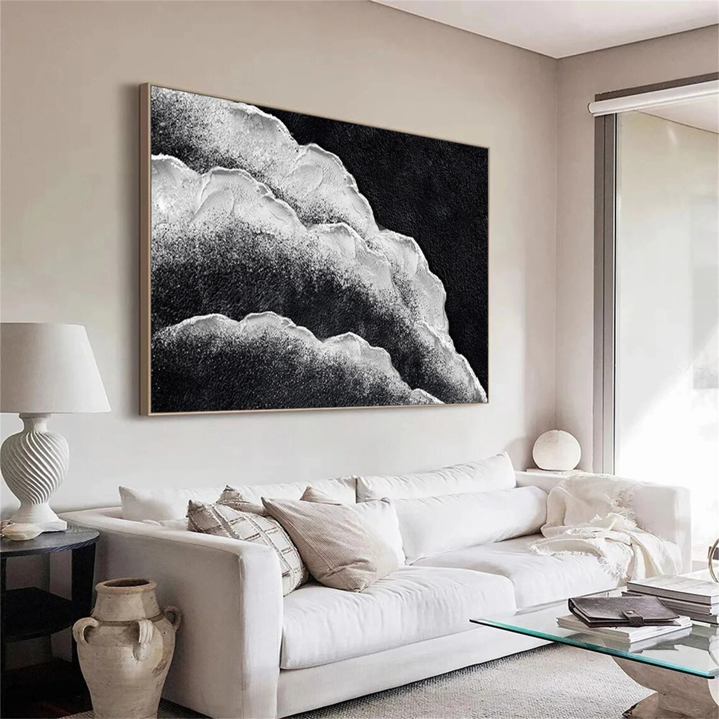 Ocean and Sky Painting #OS 115 - Handmade Canvas Wall Art for Home Decor, Office, Living Room & Bedroom