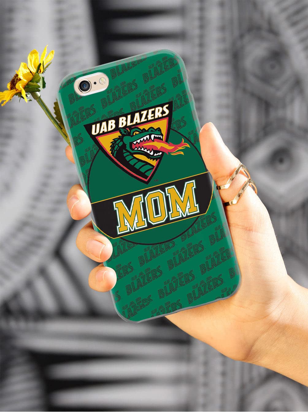 3D Textured iPhone 15 Pro Max Case with Rubber Bumper - Protective Cover for Apple iPhone 15 Pro Max - UAB Blazers Design - Perfect Gift for College Moms - Durable Phone Case for Everyday Use & School Life