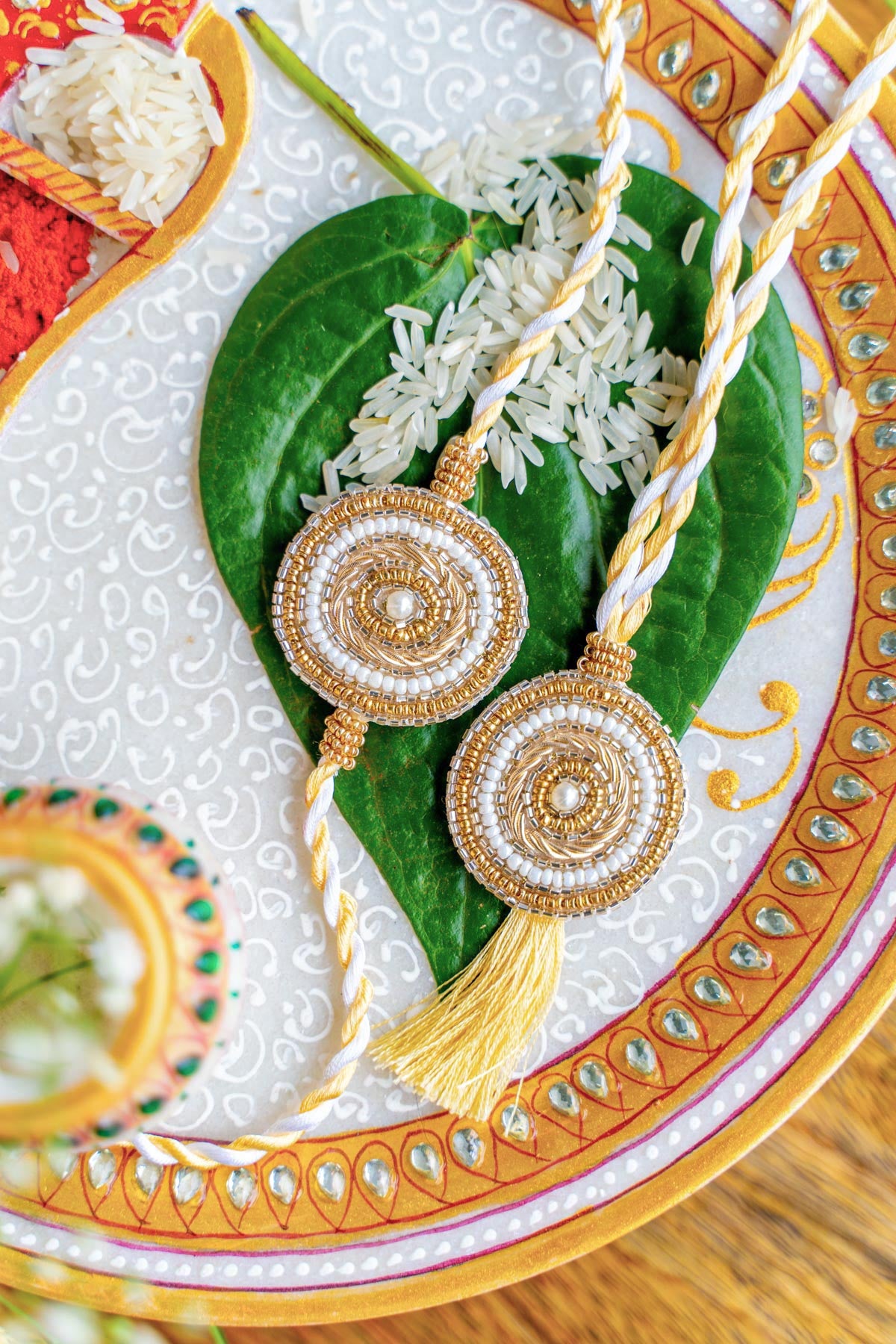 Exquisite Embroidered Rakhi Set of 2 - Traditional Indian Bracelet for Raksha Bandhan - Perfect for Sibling Bonding & Festival Gifting
