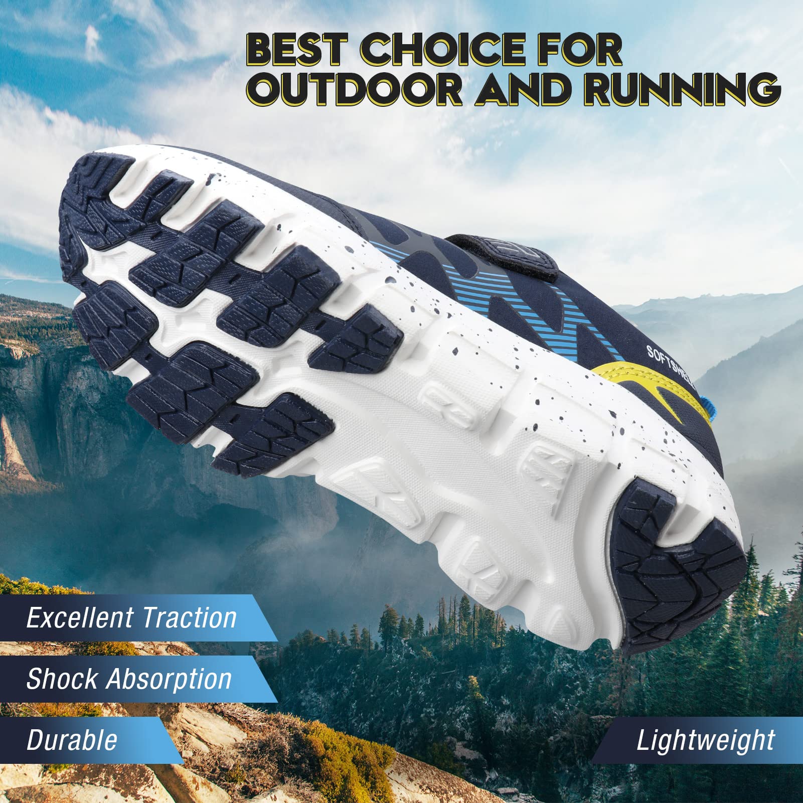 UOVO Boys Sneakers - Waterproof Non-Slip Athletic Shoes for Kids | Hiking, Running & Outdoor Activities | Comfortable Tennis Shoes for Little & Big Boys