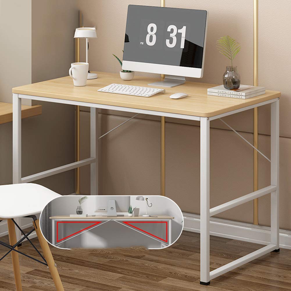 UWY 60x40x74cm Oak & White Computer Desk - Home Office Desk, Study Desk, Writing Table with Simple Design - Perfect for Small Spaces, Dorm Rooms & Workstations