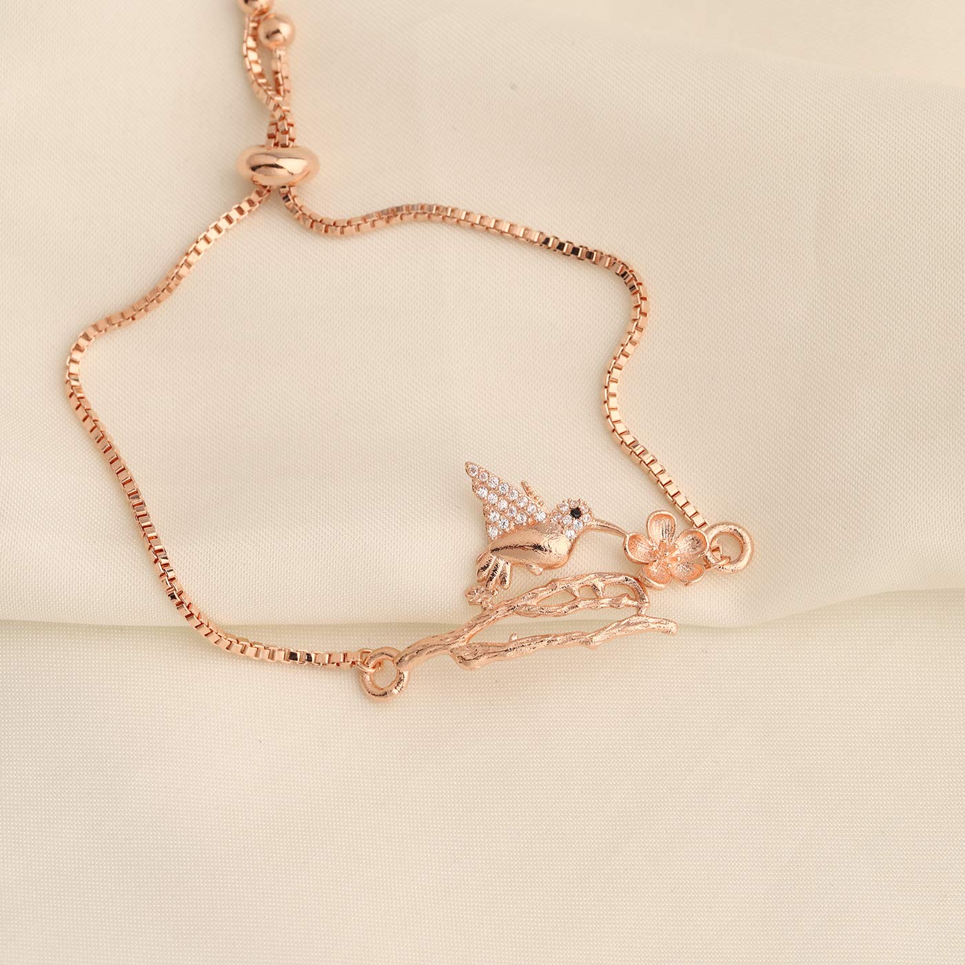 ENSIANTH Rose Gold Hummingbird Bracelet with Crystals - Elegant Bird Charm Jewelry for Women, Perfect Christmas Gift for Her - Ideal for Parties, Weddings & Everyday Wear